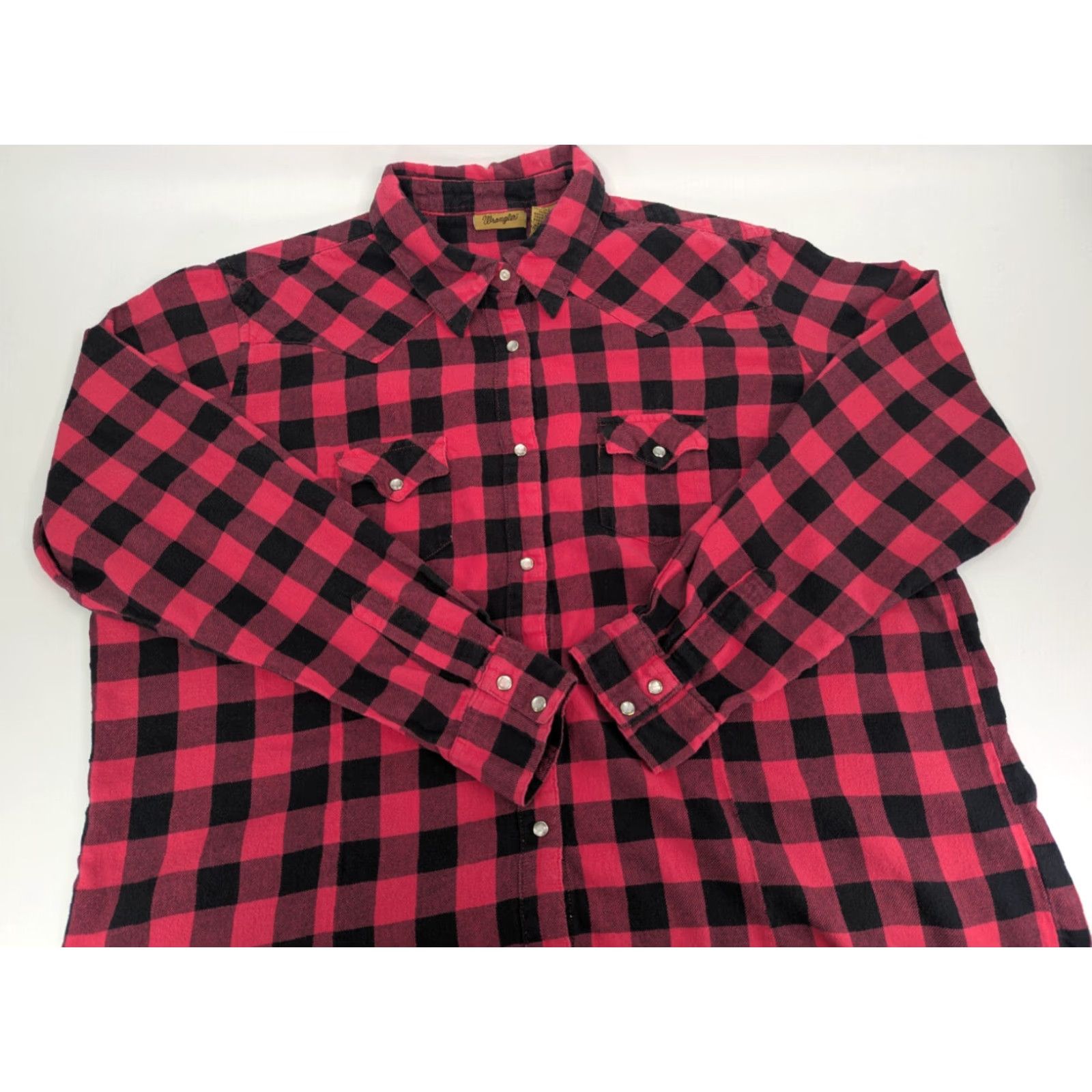 Wrangler VINTAGE Wrangler Wrancher Womens Western 3XL Flannel Red Plaid Pearl Snap Button Shirt Size XXL / US 16-18 / IT 52-54 - 2 Thumbnail