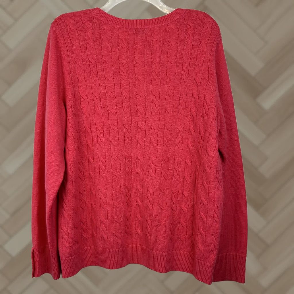 Talbots VINTAGE Talbots Sweater Women 2X Cable Knit Wool Blend Hot Pink Old Money Quiet Luxury Size XXL / US 16-18 / IT 52-54 - 1 Thumbnail