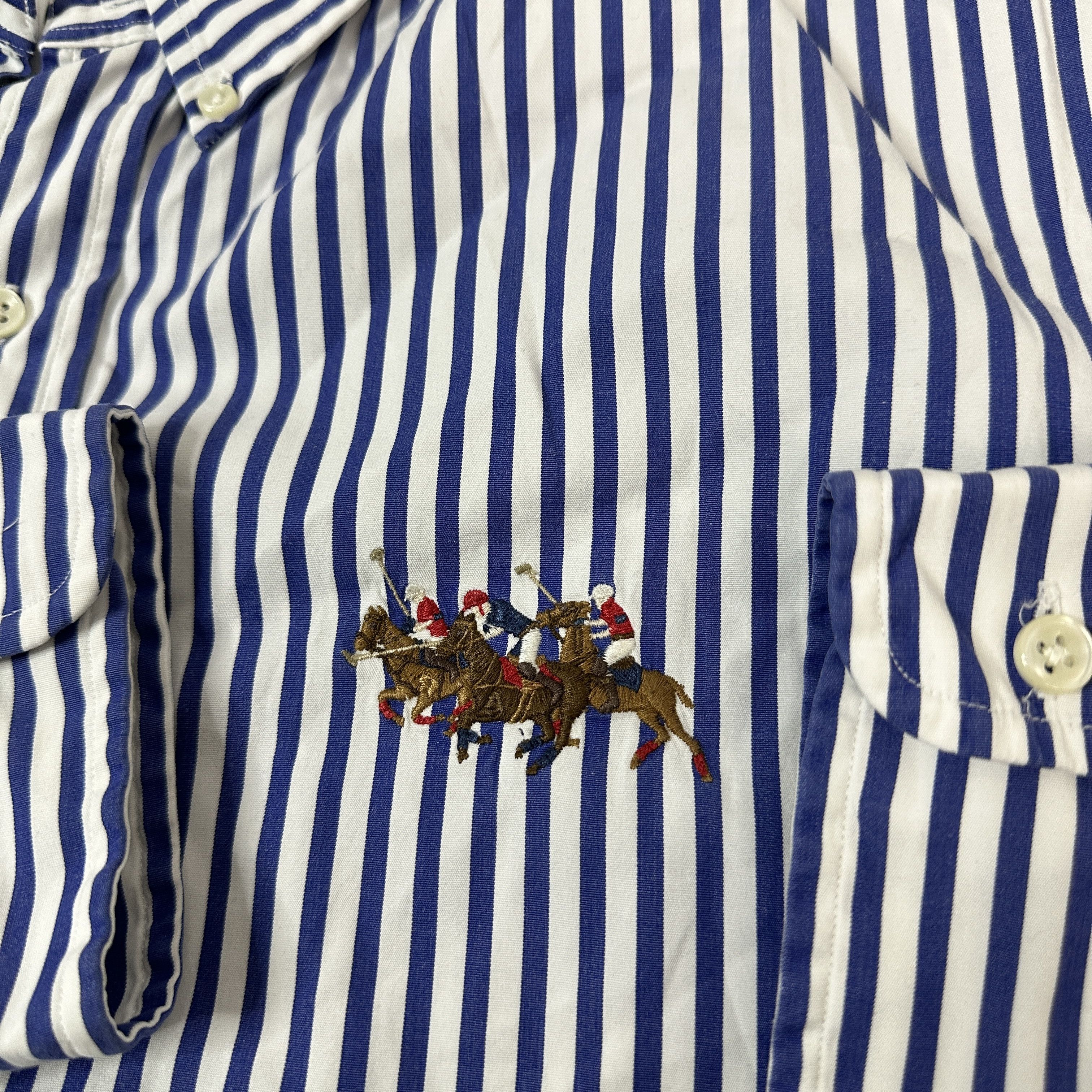 Polo Ralph Lauren × Vintage Vintage Y2K Casual Polo Ralph Lauren Big Pony Striped Shirt Size US XL / EU 56 / 4 - 4 Thumbnail