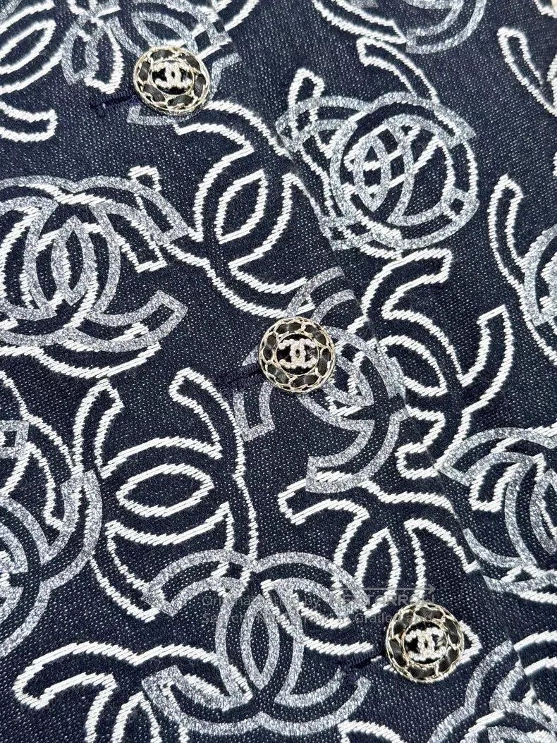 Chanel Chanel 22S show dark blue full print double C full print f Size XS / US 0-2 / IT 36-38 - 4 Thumbnail