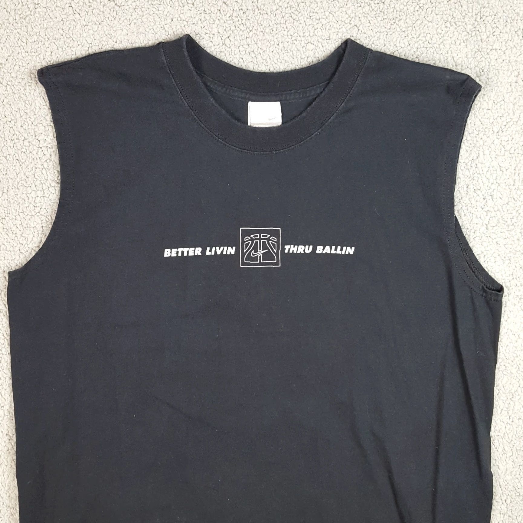 Nike VINTAGE Nike Just Do It Basketball Swoosh Logo Tank Top Mens Medium Black Cotton Embroidered 90s 00s Y2K Sports Tee Mens Size US M / EU 48-50 / 2 - 3 Thumbnail