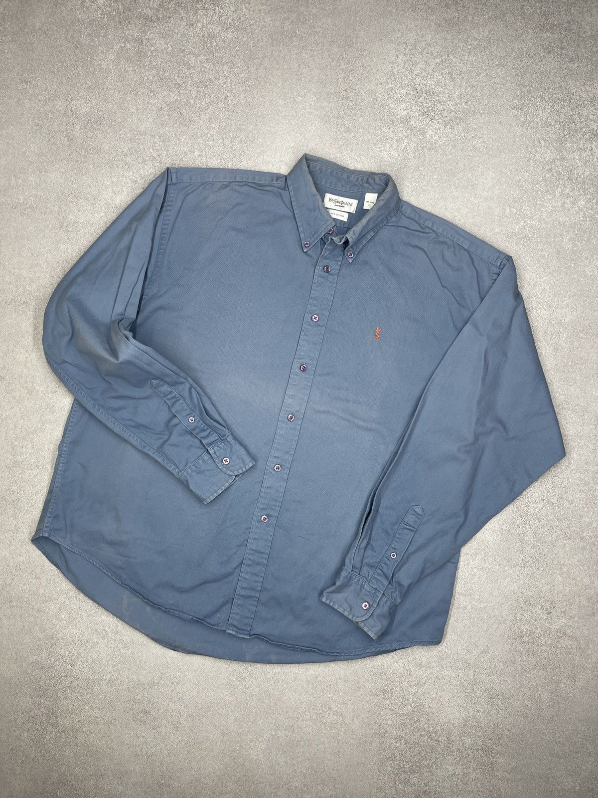Vintage Yves Saint Laurent Blue Shirt Y2K Size XL Luxury