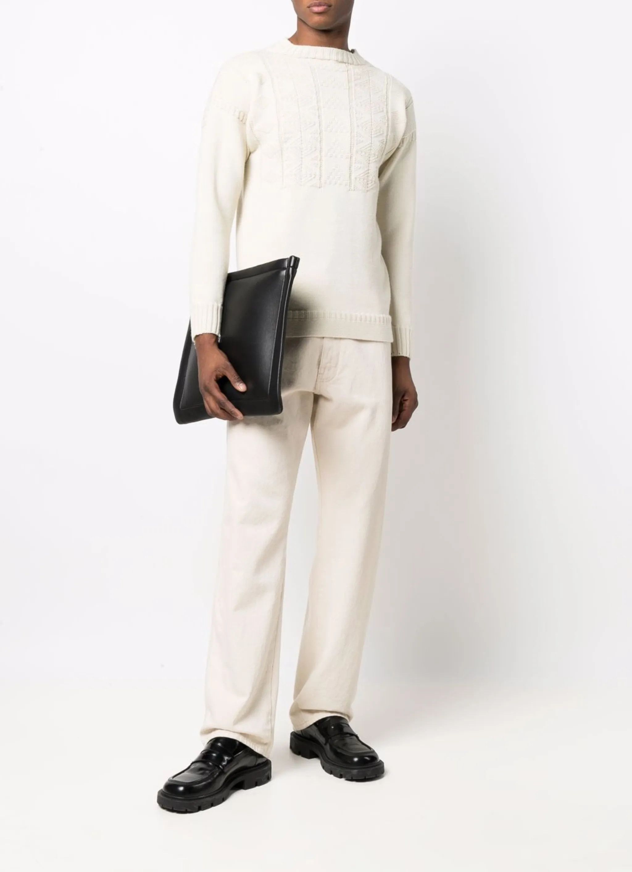 Maison Margiela oc11z0925 Crewneck Knit Sweater in Beige Size US M / EU 48-50 / 2 - 2 Thumbnail