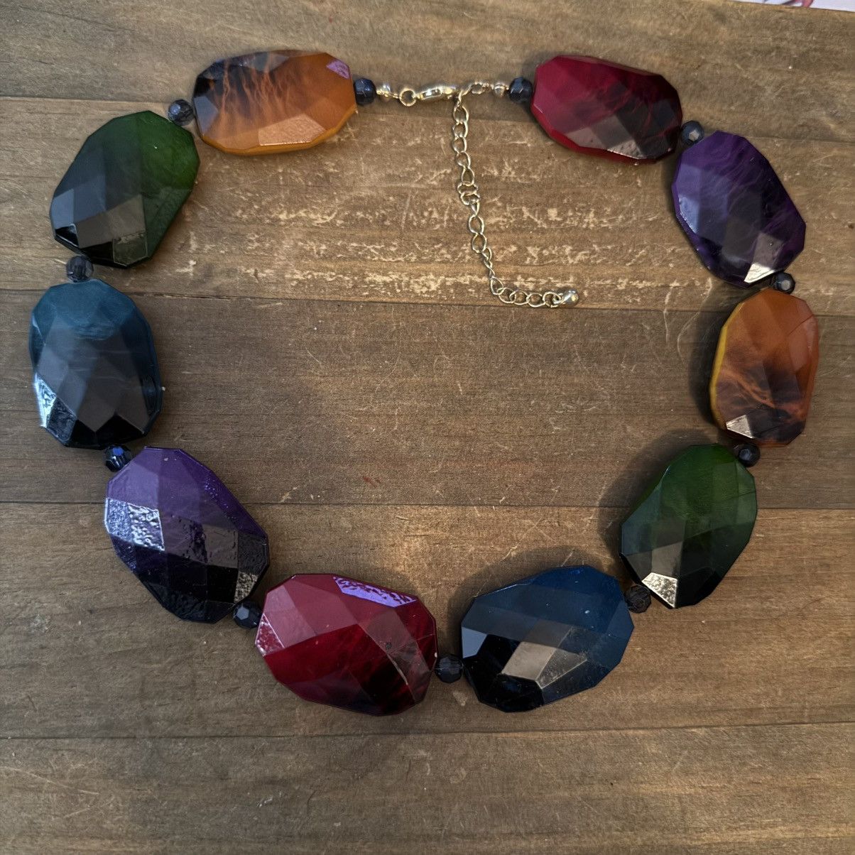 Other Chunky multicolor faceted wooden bead statement necklace Size ONE SIZE - 2 Thumbnail