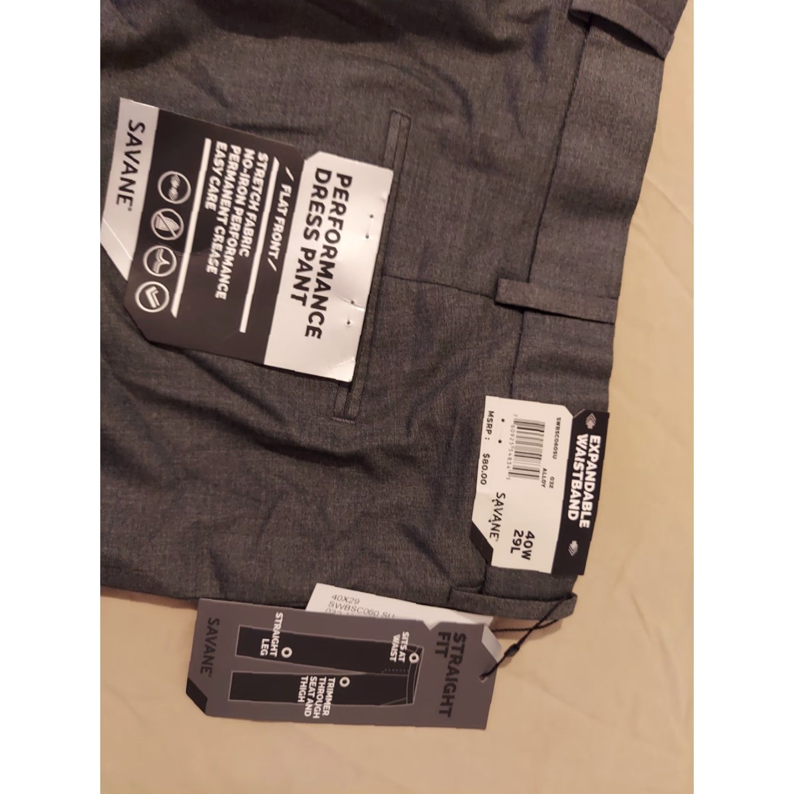 Savane **Savane Men's 40 Dress Pants 29in Gray Chino** User: **Savane Men's 40 Dress Pants Gray 29in Chino** Size US 40 / EU 56 - 2 Thumbnail