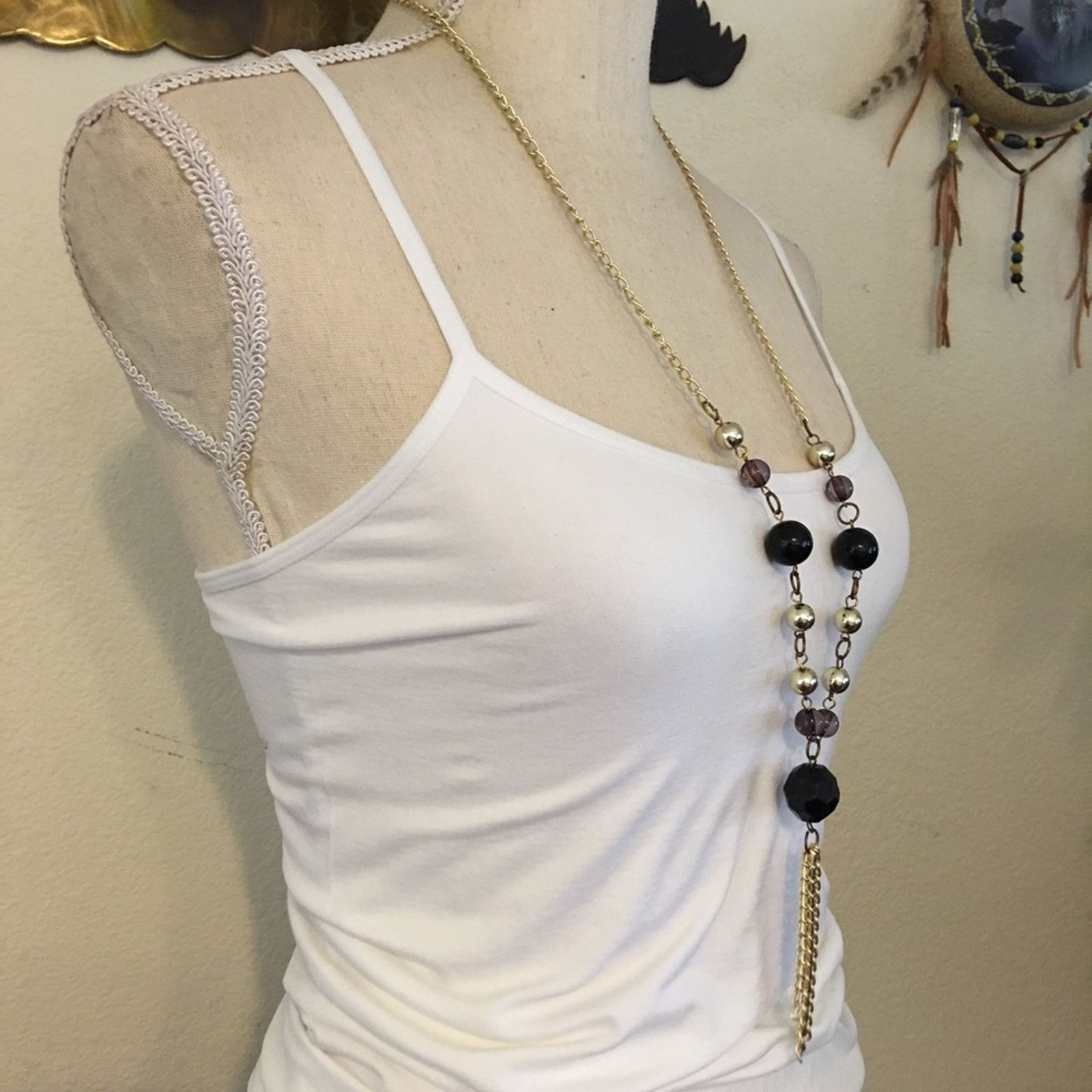 Vintage Vintage 80s beaded chain tassel long necklace Size ONE SIZE - 2 Thumbnail