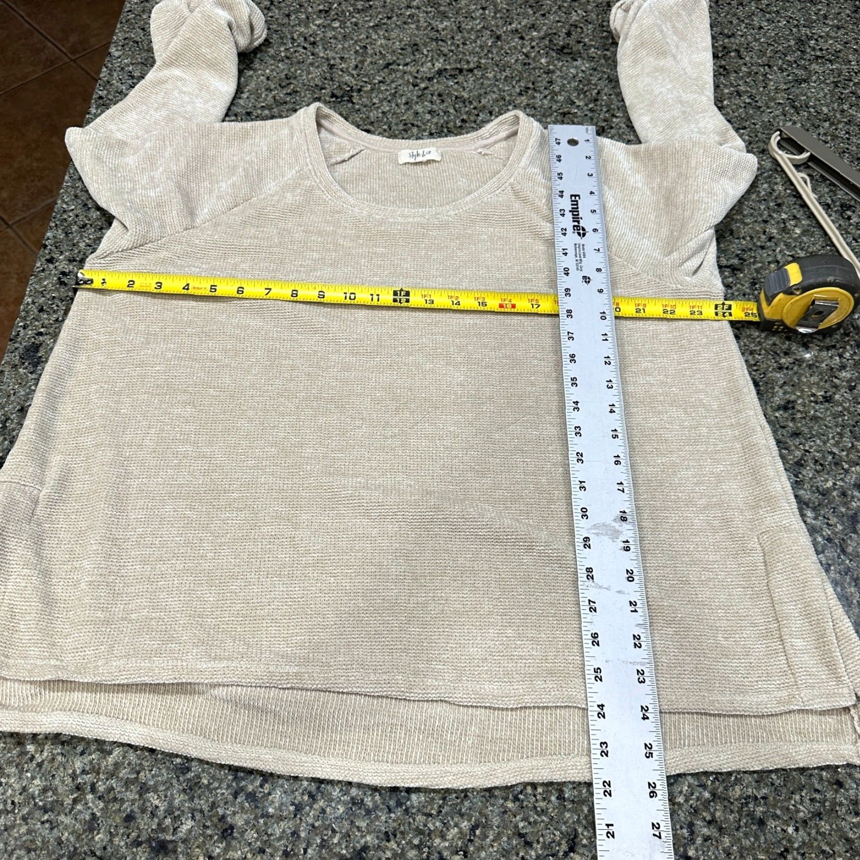 Style & Co Style & Co Sweater XL Beige Long Sleeve Minimalist Lagenlook Scoop Neck Pullover Women's Casual Everyday Clothing Size XL / US 12-14 / IT 48-50 - 7 Thumbnail