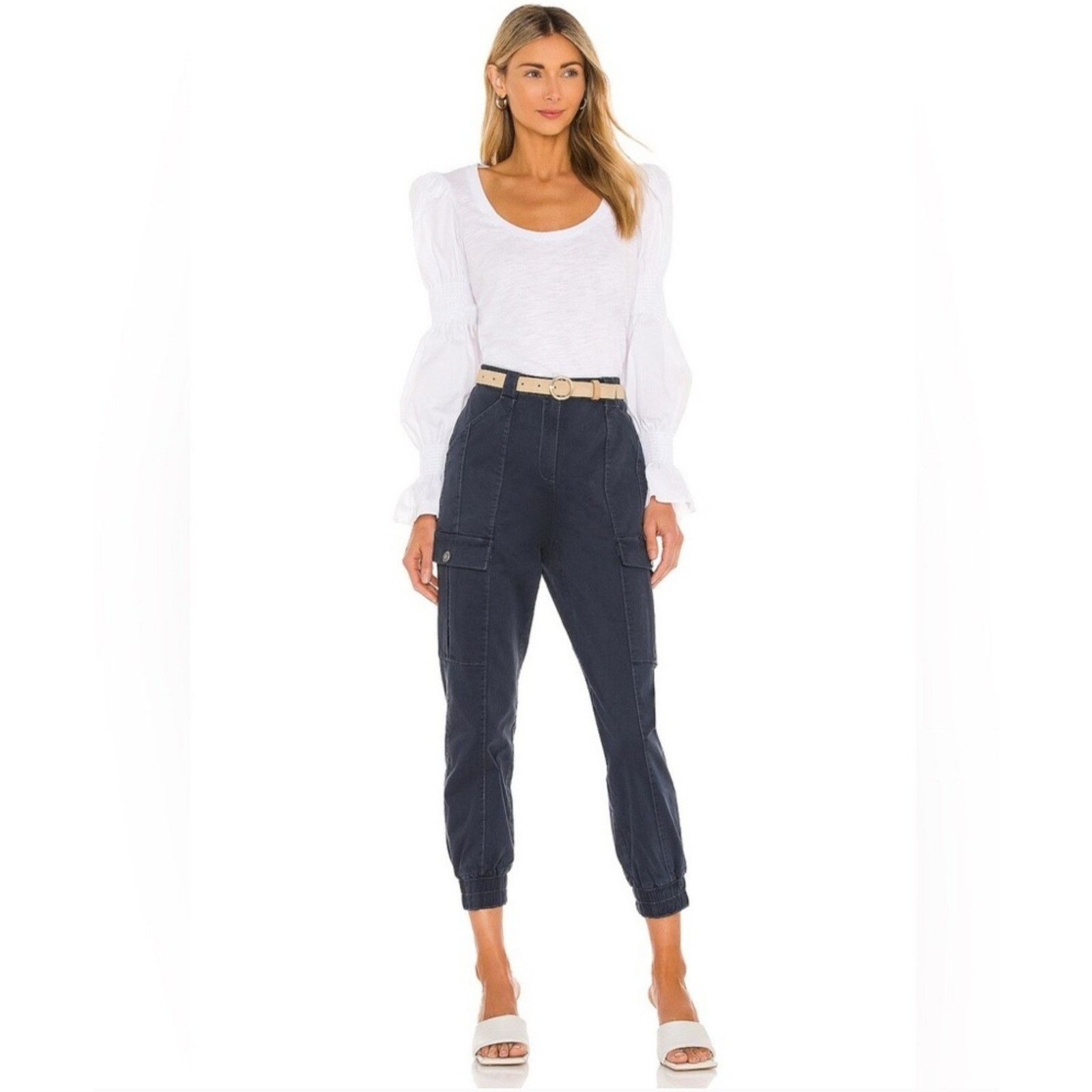 Cinq a Sept 5a7 Cinq a Sept Kelly Cargo Denim Stitching Jogger Size 6 Size 29" - 2 Thumbnail