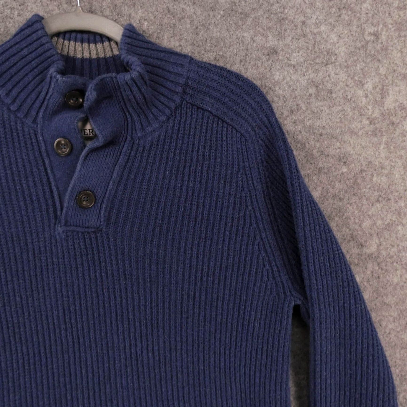 American Eagle Outfitters American Eagle Sweater Womens Large Cable Knit Blue w Henley Button Collar Size L / US 10 / IT 46 - 6 Thumbnail