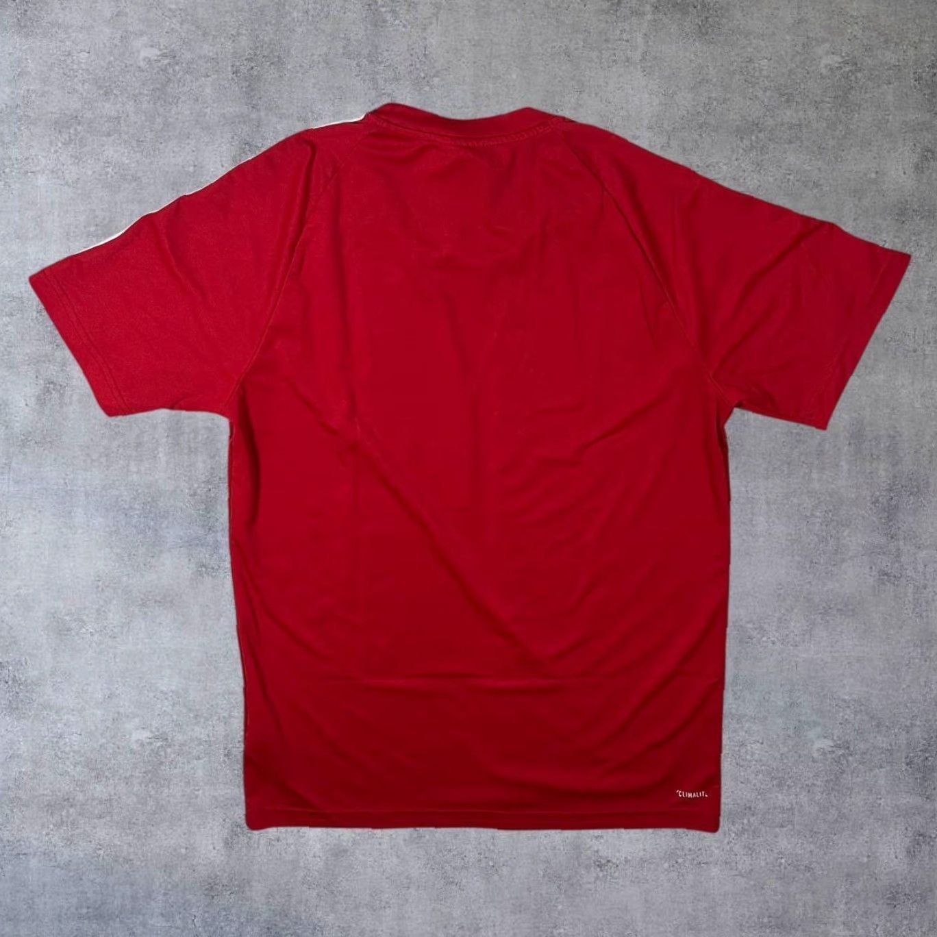 Adidas Adidas Three Stripe Mini Spellout Polyester Red Short Sleeve T-Shirt Large Size US L / EU 52-54 / 3 - 2 Thumbnail