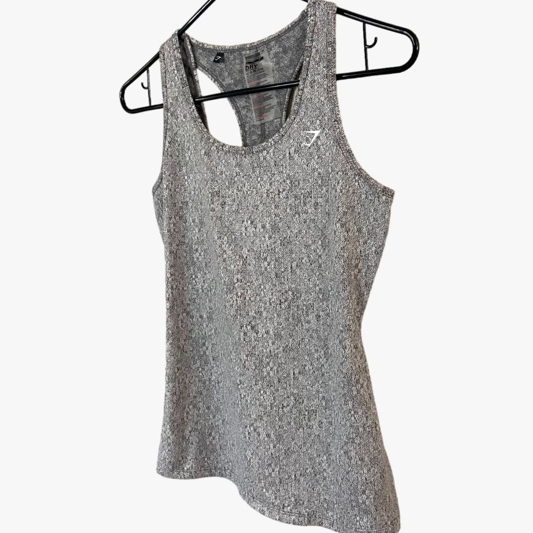 Gymshark VINTAGE Gymshark Fleur Texture Cross-Back Sports Tank Womens Small Gray Athletic Top Size S / US 4 / IT 40 - 2 Thumbnail