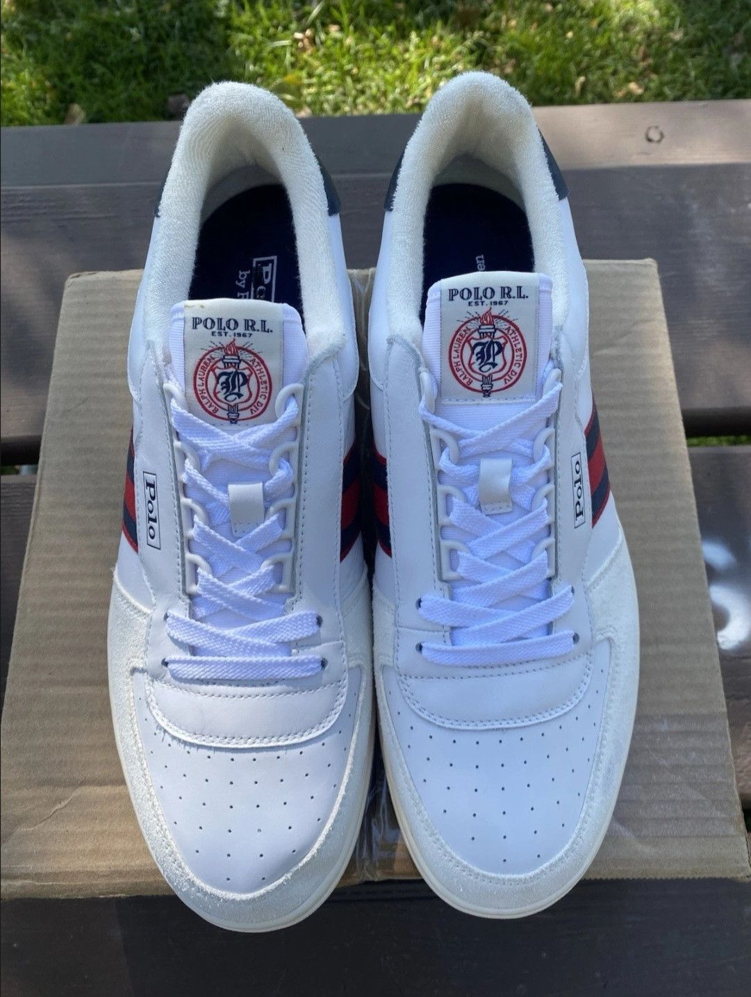 Ralph Lauren Ralph Lauren Polo Court Sneakers White Navy Red Retro 006 Size US 11.5 / EU 44-45 - 2 Thumbnail