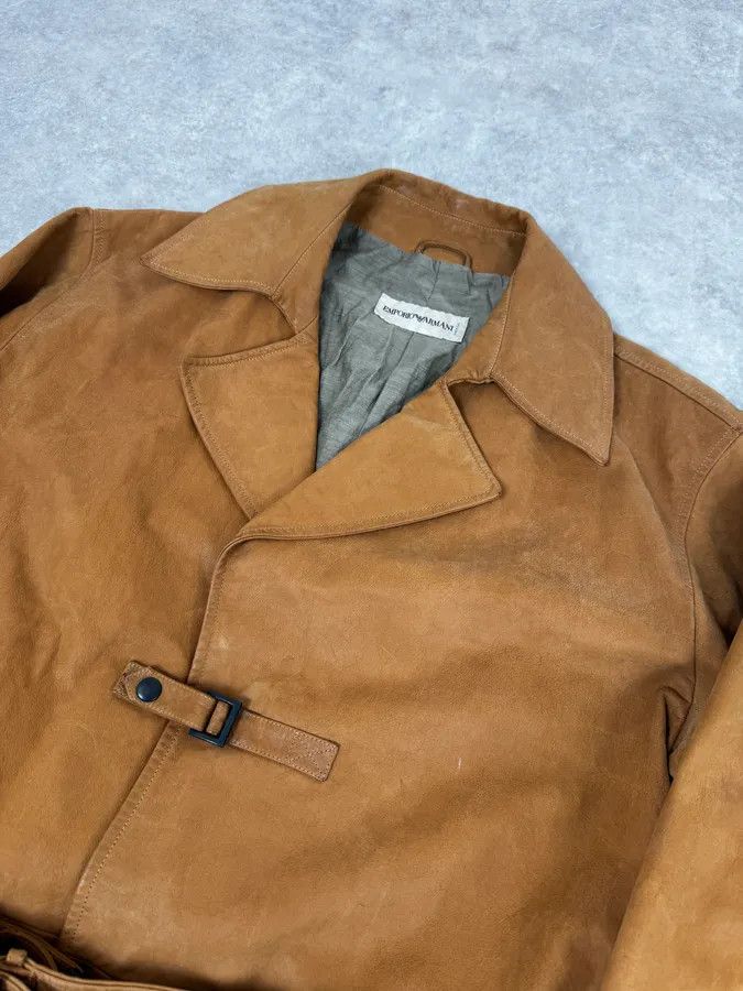 Emporio Armani SS2003 Emporio Armani Beige Leather Trench Jacket Size US L / EU 52-54 / 3 - 5 Thumbnail