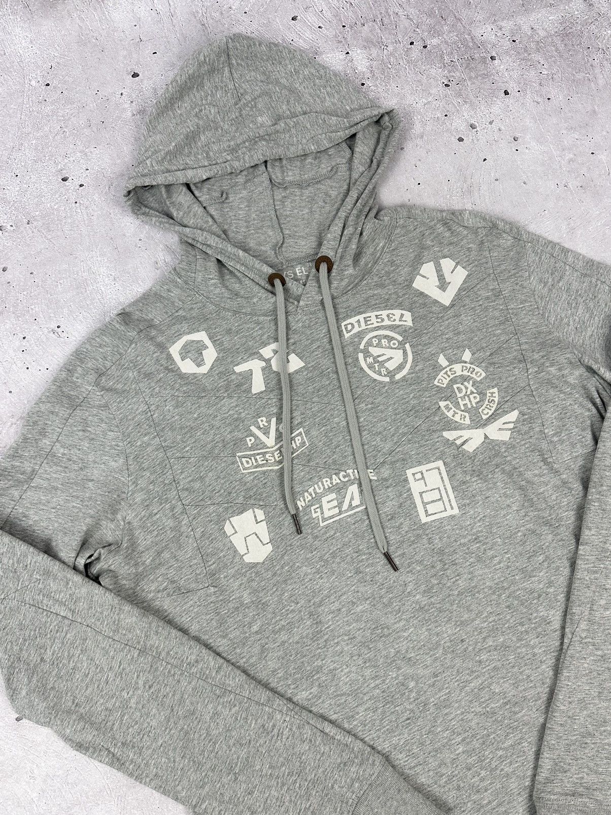 Diesel Vintage Diesel Long Sleeve Grey Light Men’s Cotton Hoodie Size US M / EU 48-50 / 2 - 1 Thumbnail