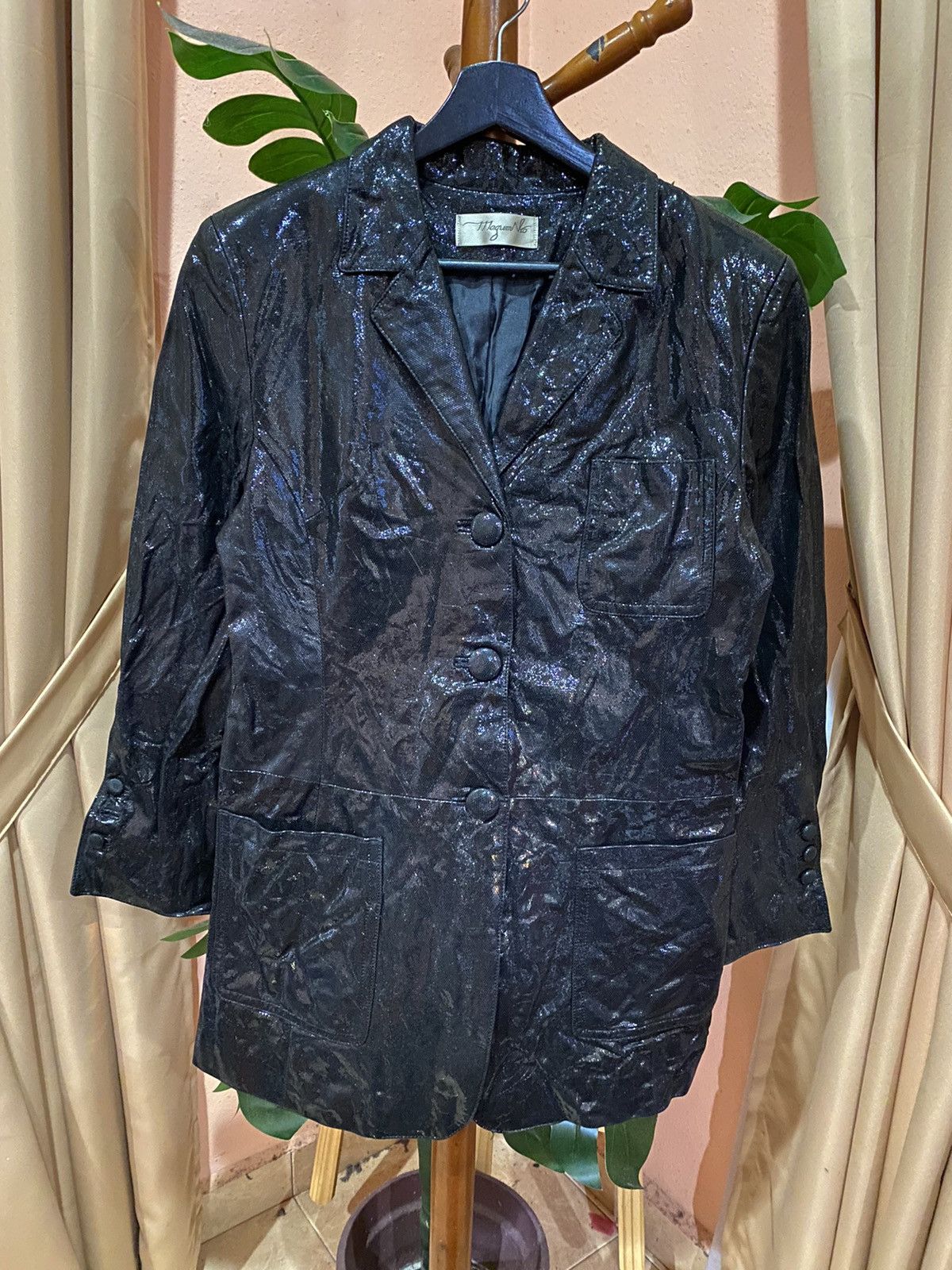 Japanese Brand Rare Megumi Nō Black Sequin Blazer – Vintage French Lambskin Size M / US 6-8 / IT 42-44 - 1 Thumbnail