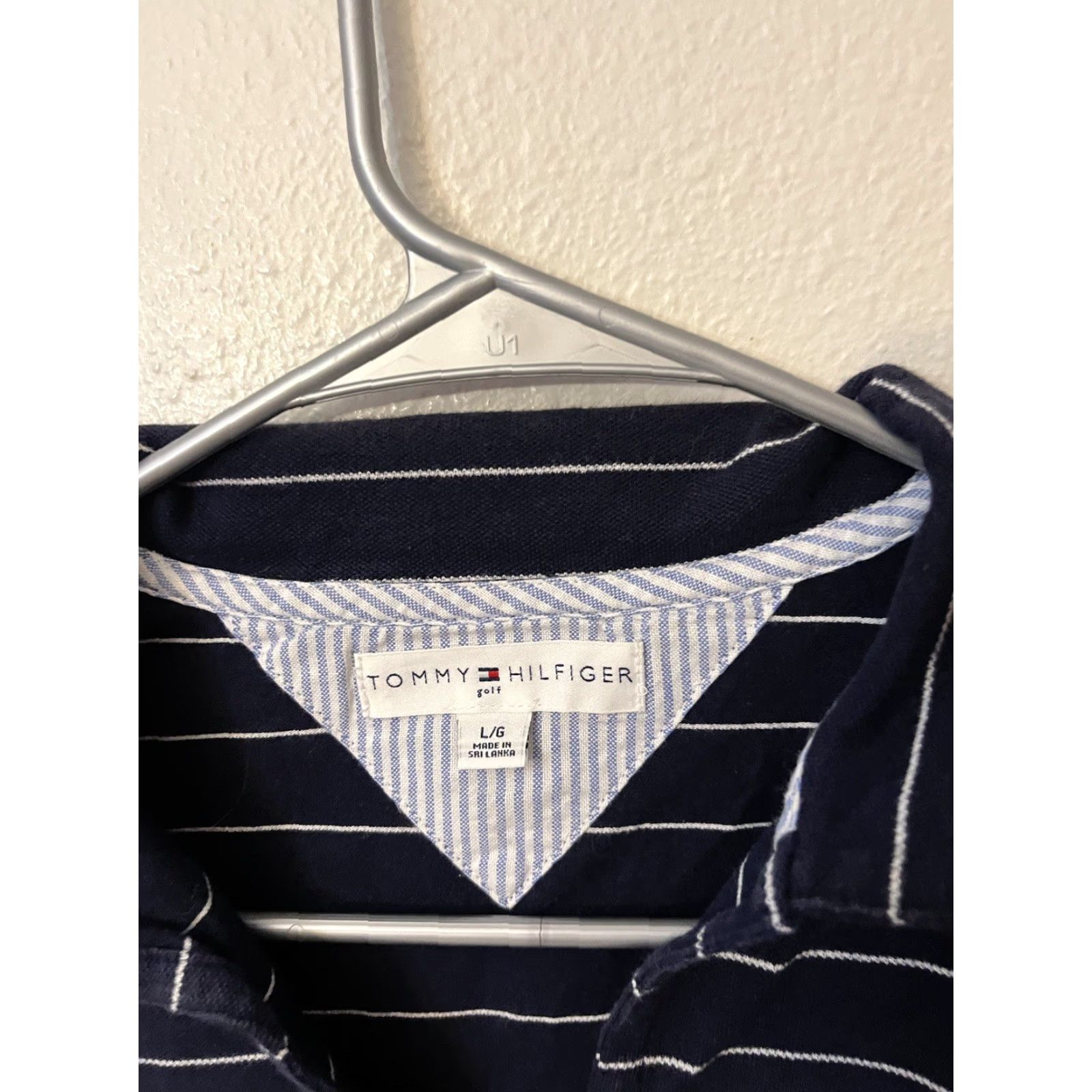 Tommy Hilfiger Tommy Hilfiger Polo Shirt Women Large Blue Striped Knit Short Sleeve V-Neck Docked? Size L / US 10 / IT 46 - 3 Thumbnail