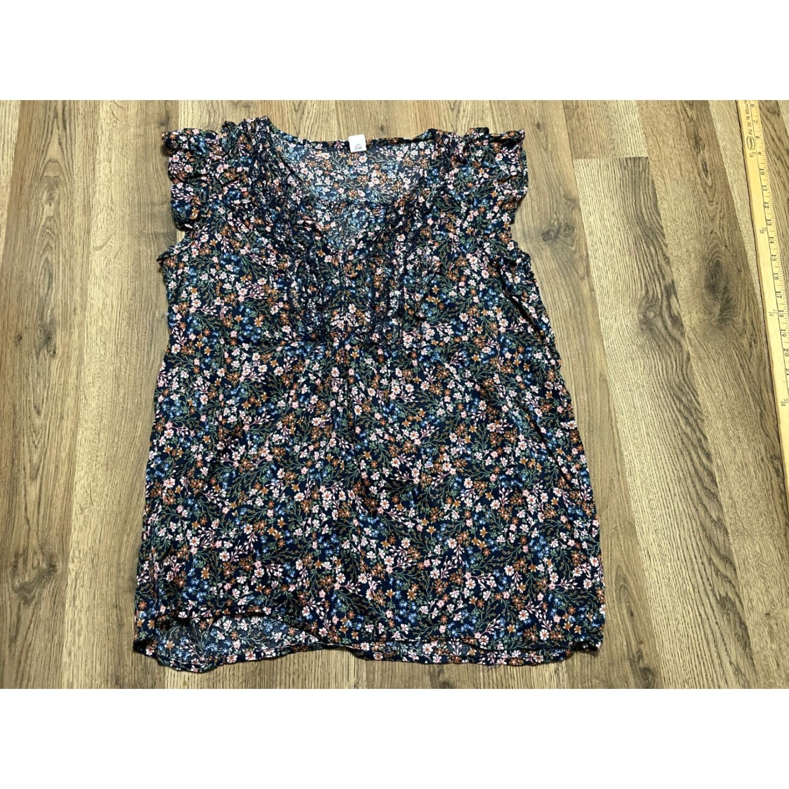Old Navy Old Navy Blouse Womens M Tall Multicolor V-Neck Floral Ruffle Sleeve Shirt Casual Womens Size M / US 6-8 / IT 42-44 - 2 Thumbnail