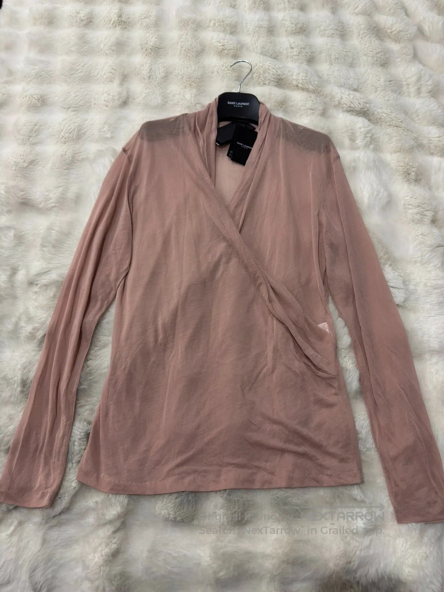 Saint Laurent Paris Saint Laurent Paris Deeply pleated V-neck sheer tank top| Size US L / EU 52-54 / 3 - 2 Thumbnail