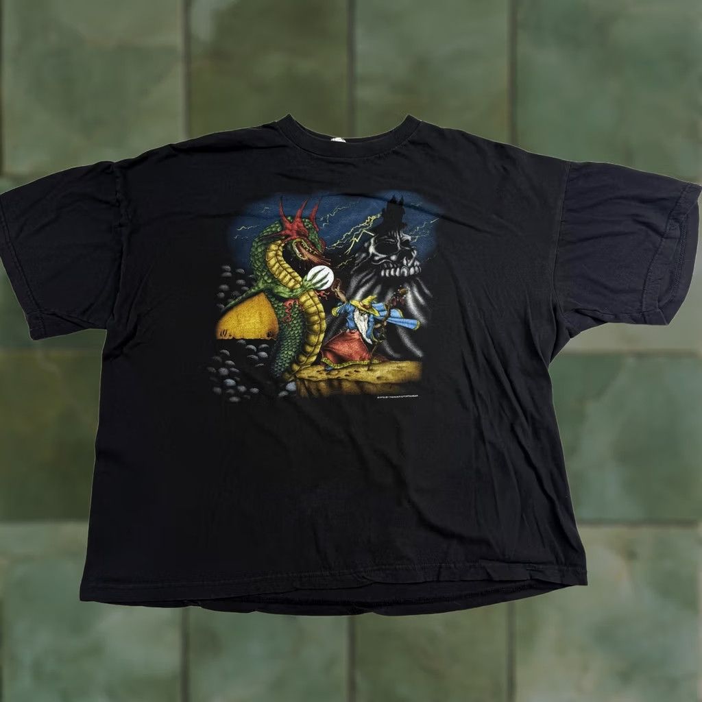 Vintage VINTAGE Thunder Sportswear Shirt Mens 2XL Black Dragon Wizard Graphic Tee Gothic Size US XXL / EU 58 / 5 - 1 Thumbnail