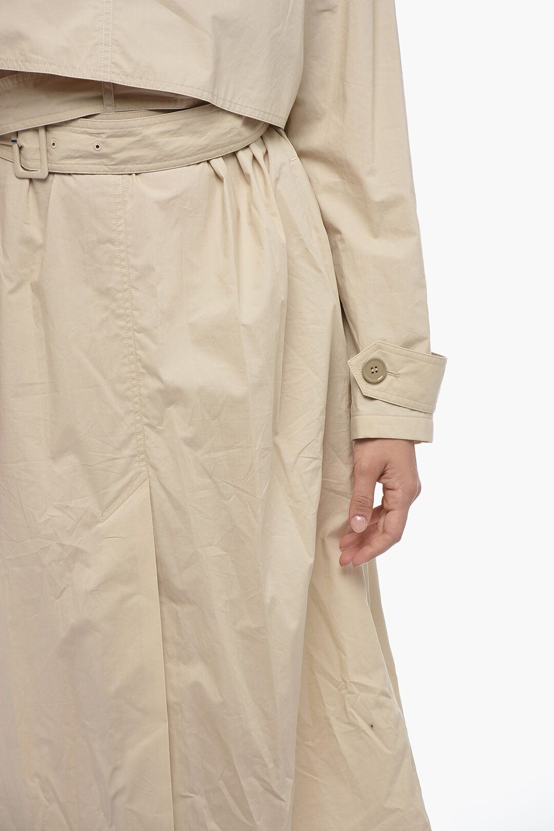 Maison Margiela og1mm1224 Trench-shaped Popeline Midi Dress in Beige Size XS / US 0-2 / IT 36-38 - 4 Thumbnail