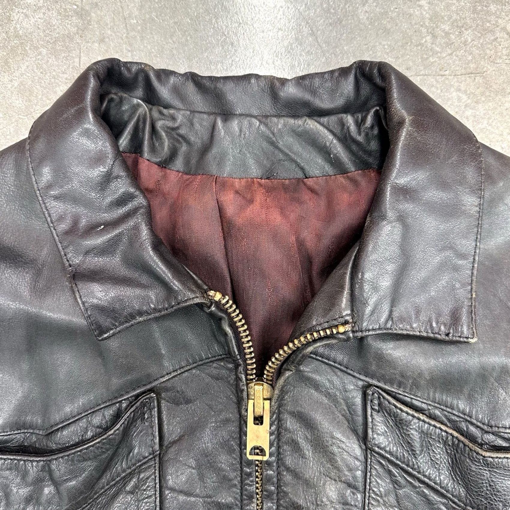 Vintage VINTAGE Leather Jacket Men Large 70s Woolly Mammoth Handmade Black Zip Biker Punk 80s 70s Size US L / EU 52-54 / 3 - 2 Thumbnail