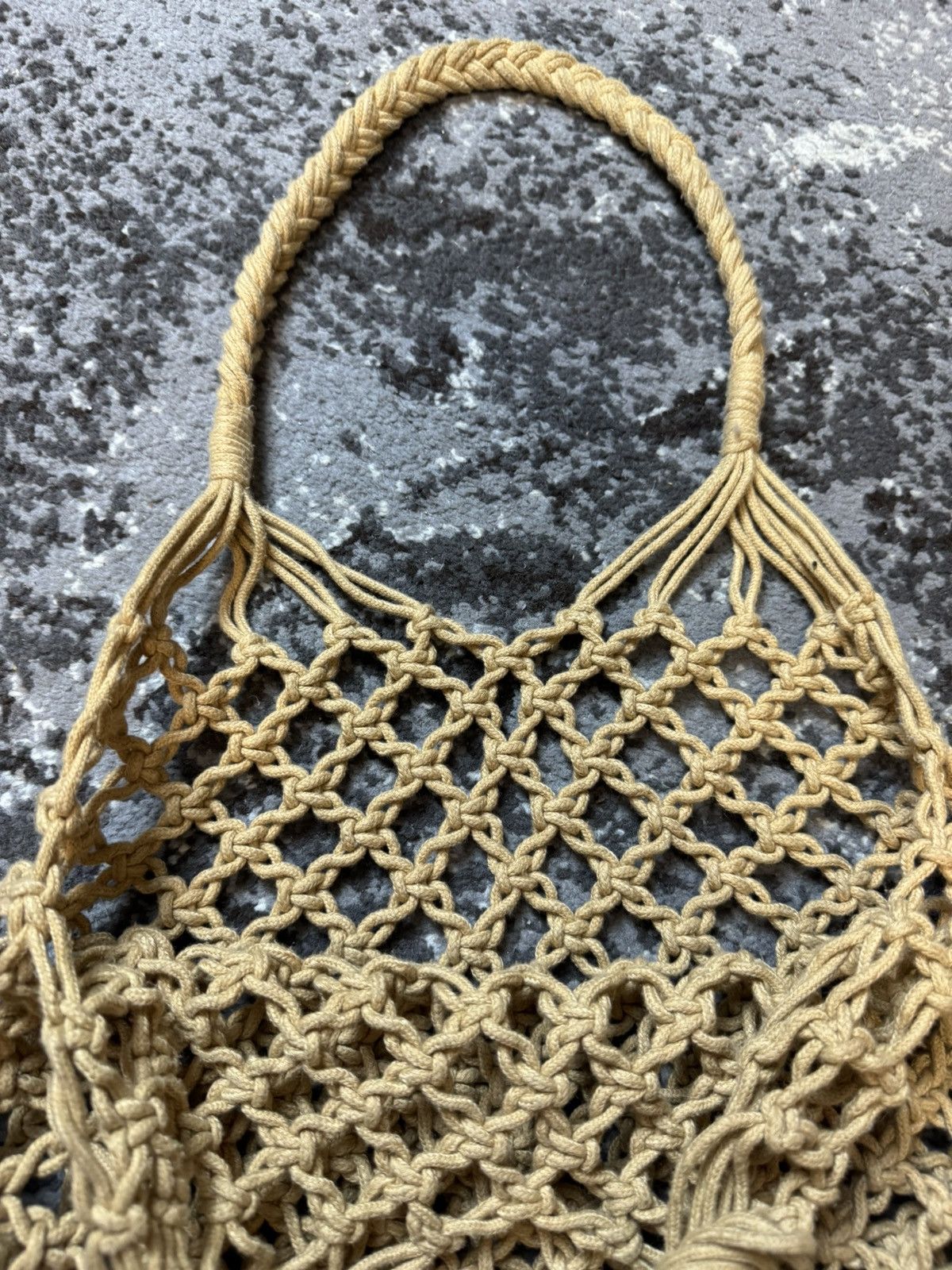Vintage Vintage Y2K Archival 90s Macrame Bag Brown Openwork Size ONE SIZE - 4 Thumbnail