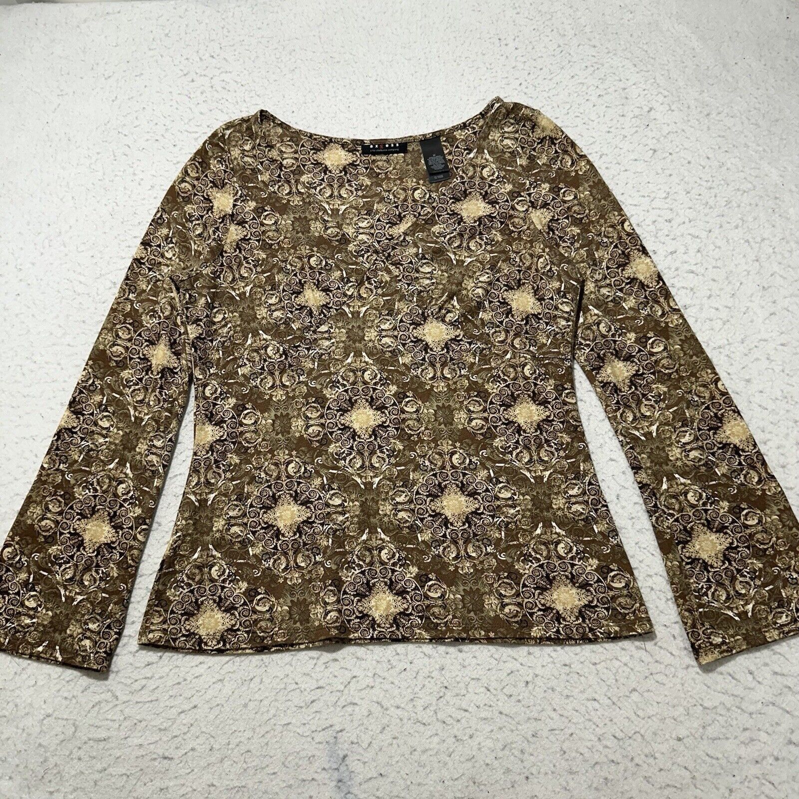 Other Axcess Medium Brown Paisley Floral Long Sleeve T Shirt Top Size M / US 6-8 / IT 42-44 - 1 Thumbnail