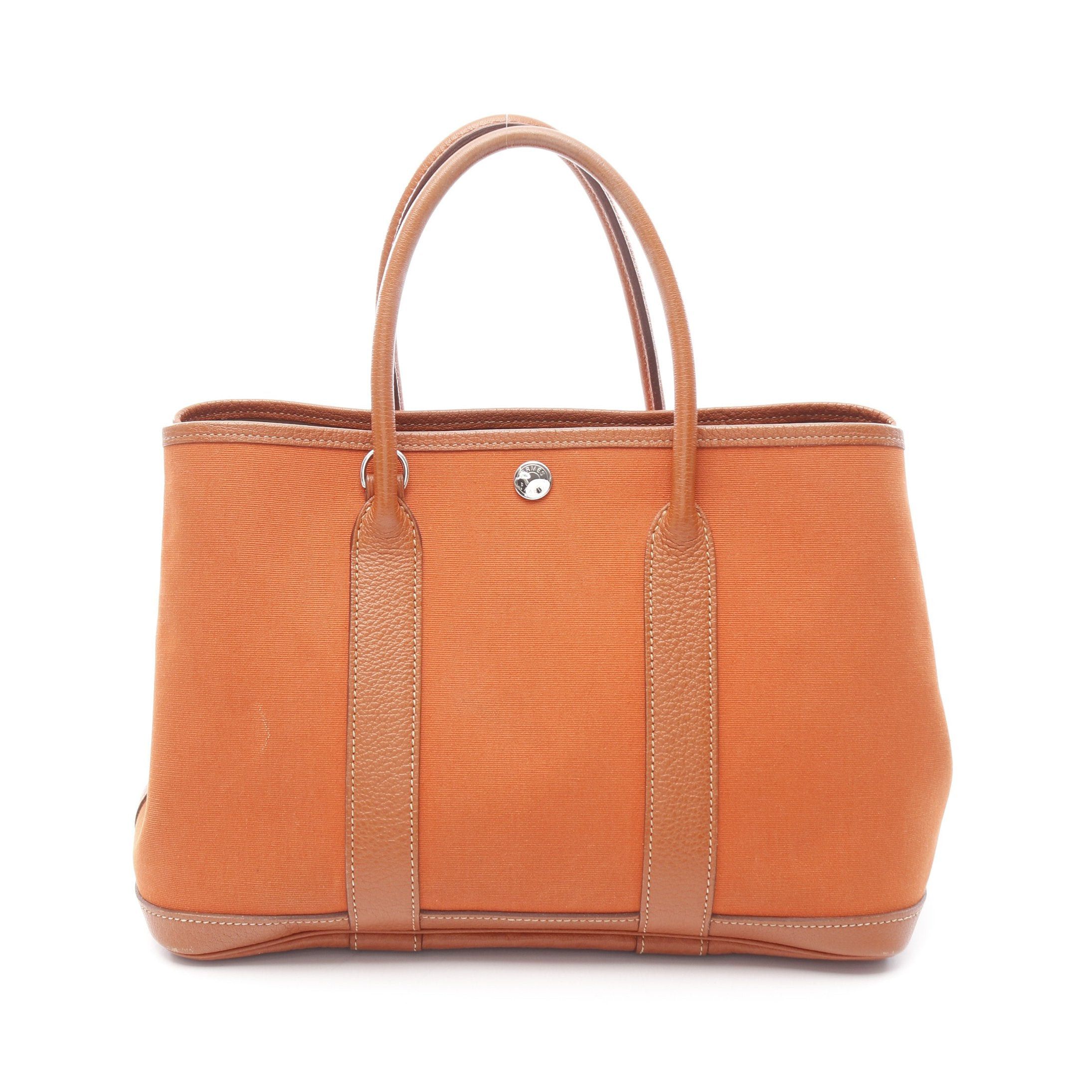 Hermes Hermes Garden Party Tpm Potiron Handbag Tote Bag Toile Officier Leather Orange Silver Hardware □I Stamp (Manufactured Around 2005) Size ONE SIZE - 1 Thumbnail