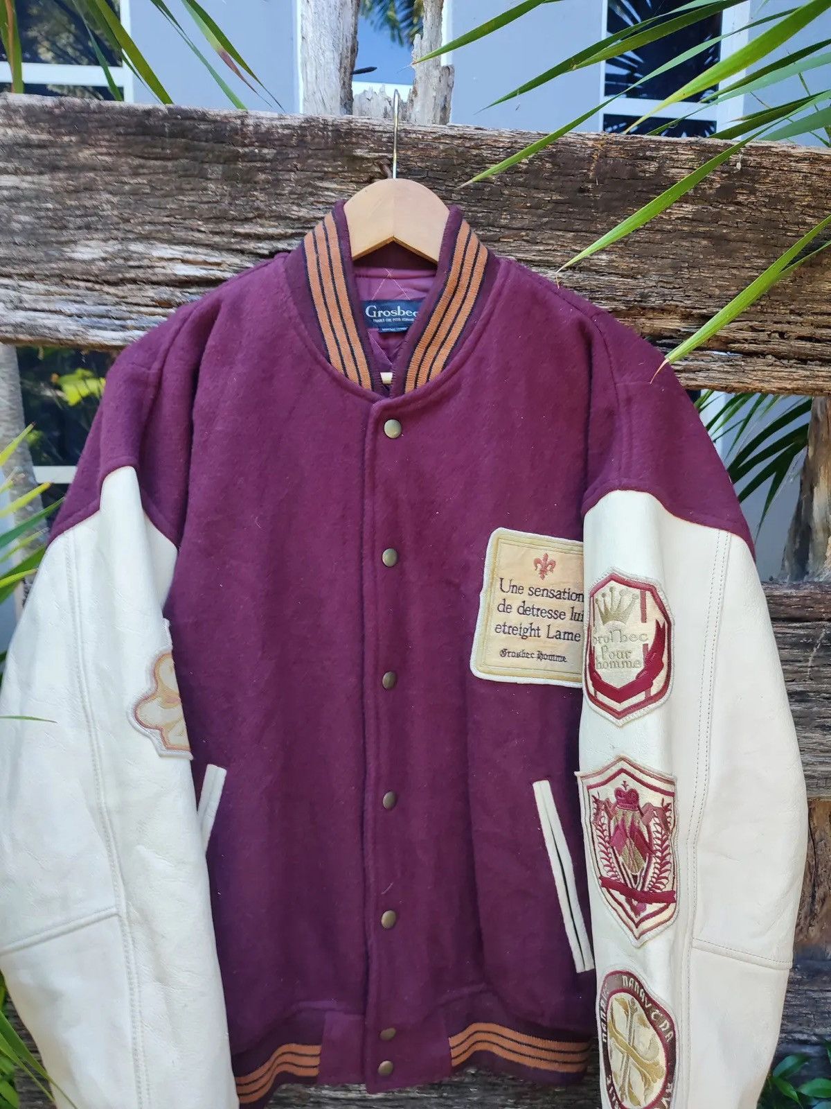 Vintage Vintage 90s Grosbec Varsity Jacket Embroidery French Patches Size US L / EU 52-54 / 3 - 6 Thumbnail
