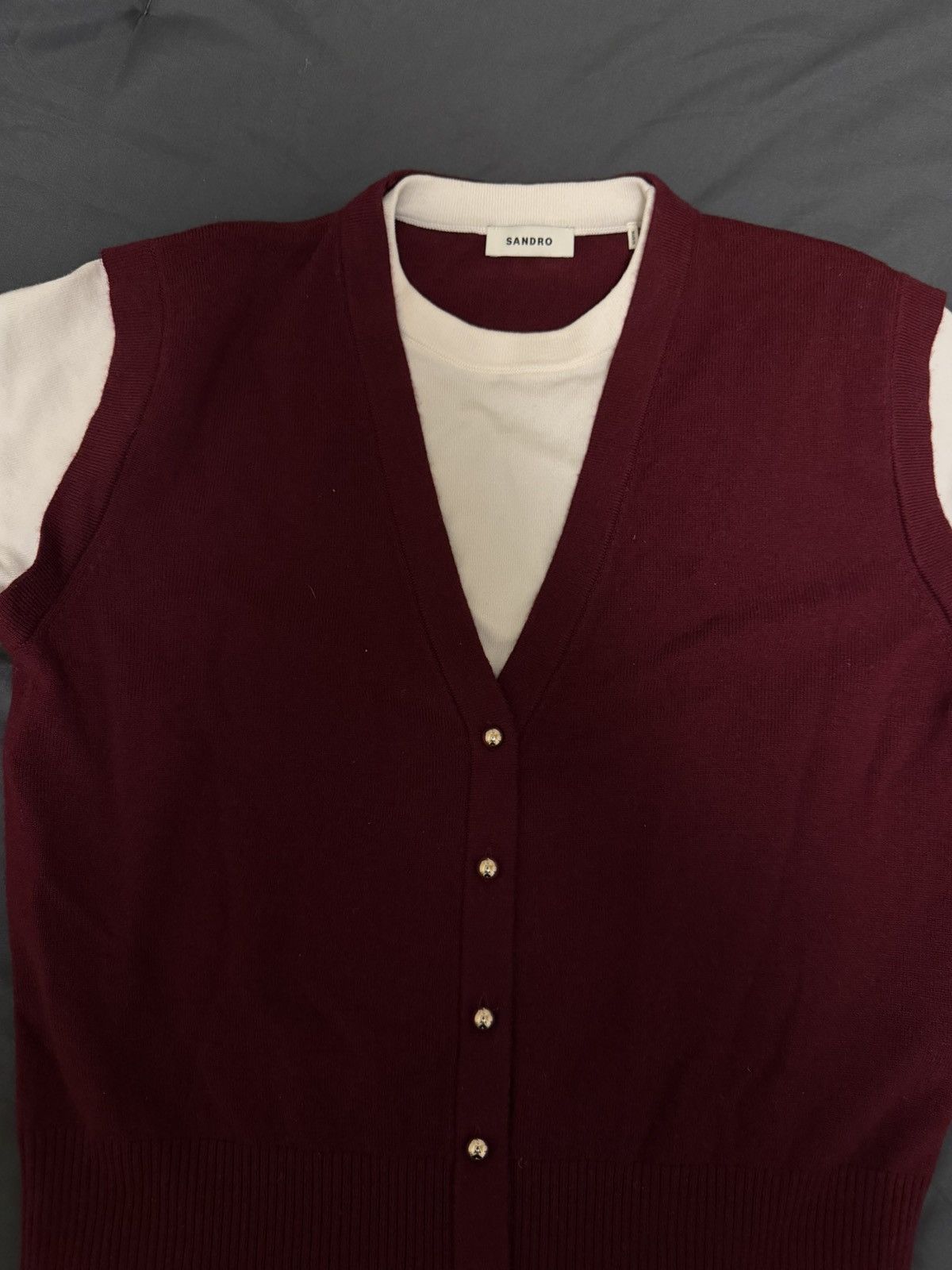Sandro Sandro Knit Vest (Burgundy) Size S / US 4 / IT 40 - 6 Thumbnail