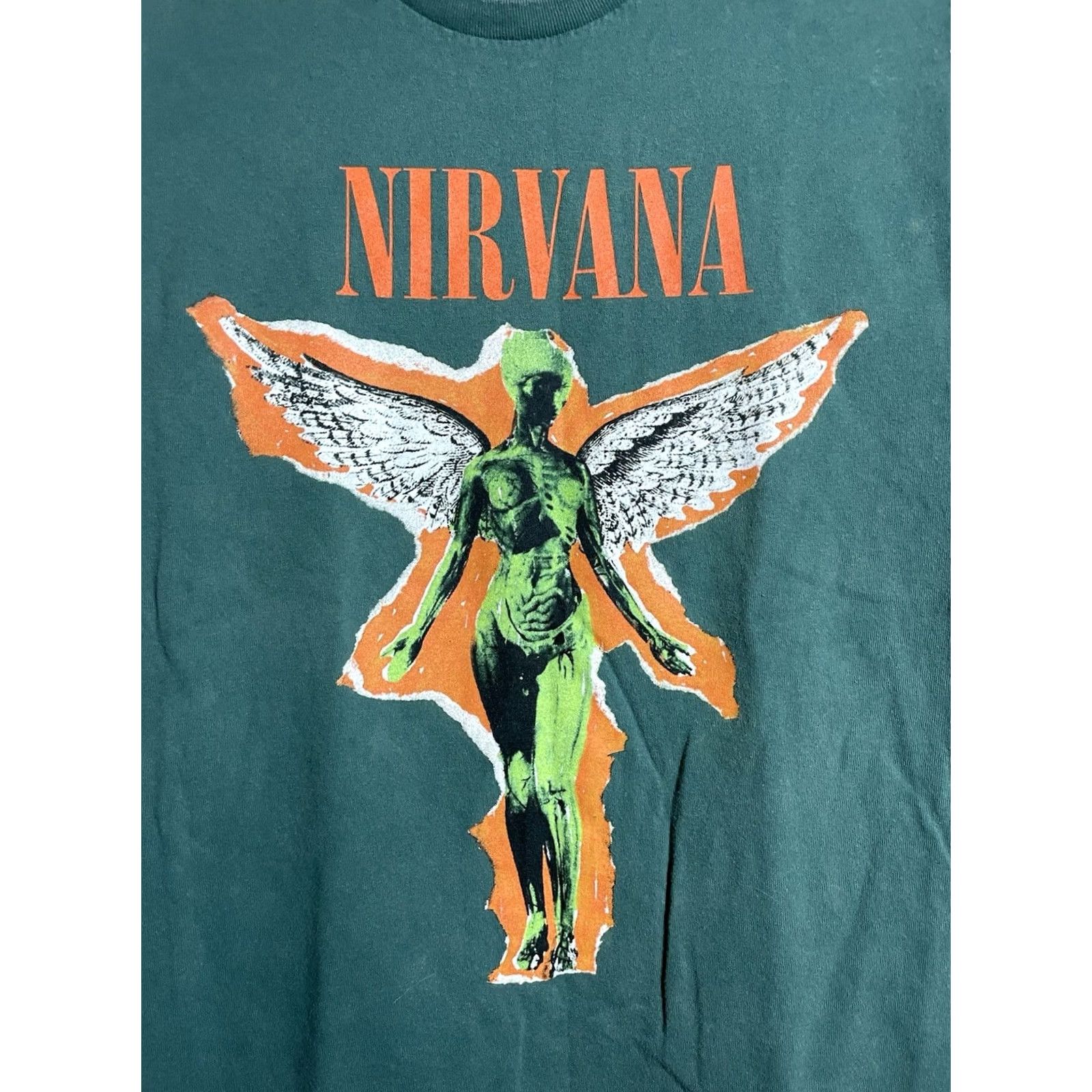 Vintage VINTAGE Nirvana T-Shirt Band Green Mens L Angel Cobain In Utero Grunge Shirt Size US L / EU 52-54 / 3 - 2 Thumbnail