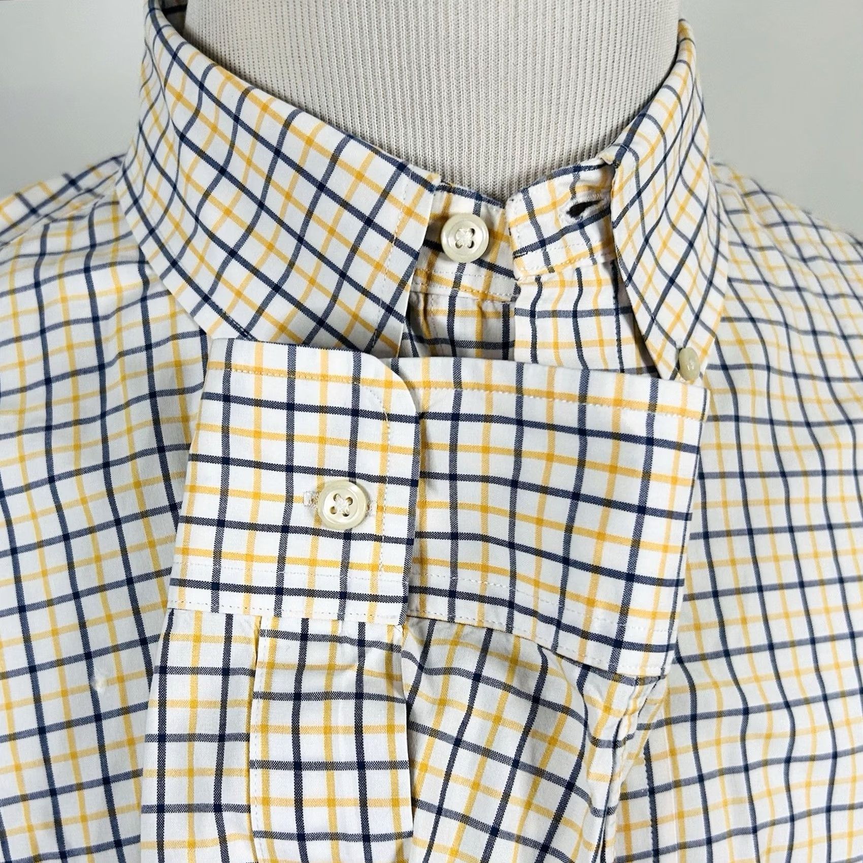 Polo Ralph Lauren Polo Ralph Lauren XL Custom Fit Shirt Button-Down Plaid 100% Cotton Yellow Blue Mens Size US XL / EU 56 / 4 - 4 Thumbnail