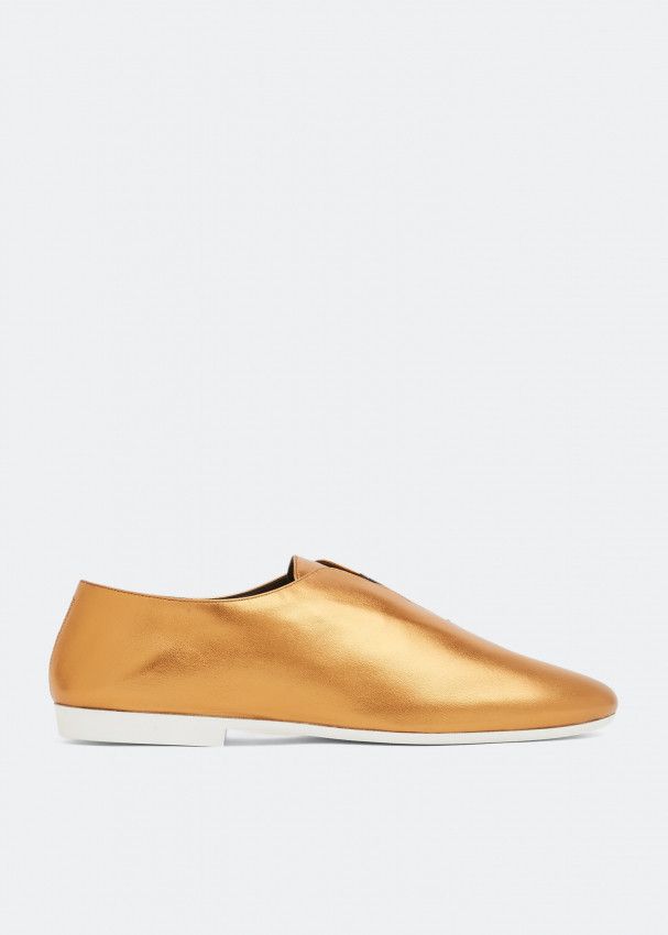 image of Saint Laurent Paris Oc11Z10524 Richelieu Oxford Shoes In Leather In Gold, Men's (Size 13)