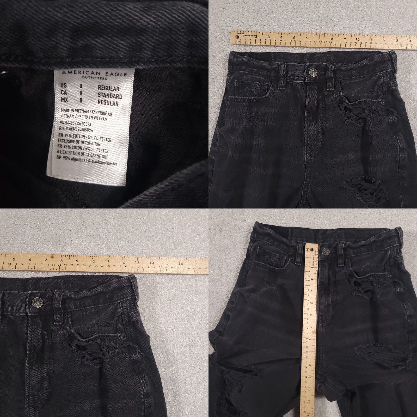Vintage American Eagle Jeans Womens 0 Relaxed Mom High Rise Distressed Ripped Denim Pant Size 25" / US 0 / IT 36 - 8 Thumbnail