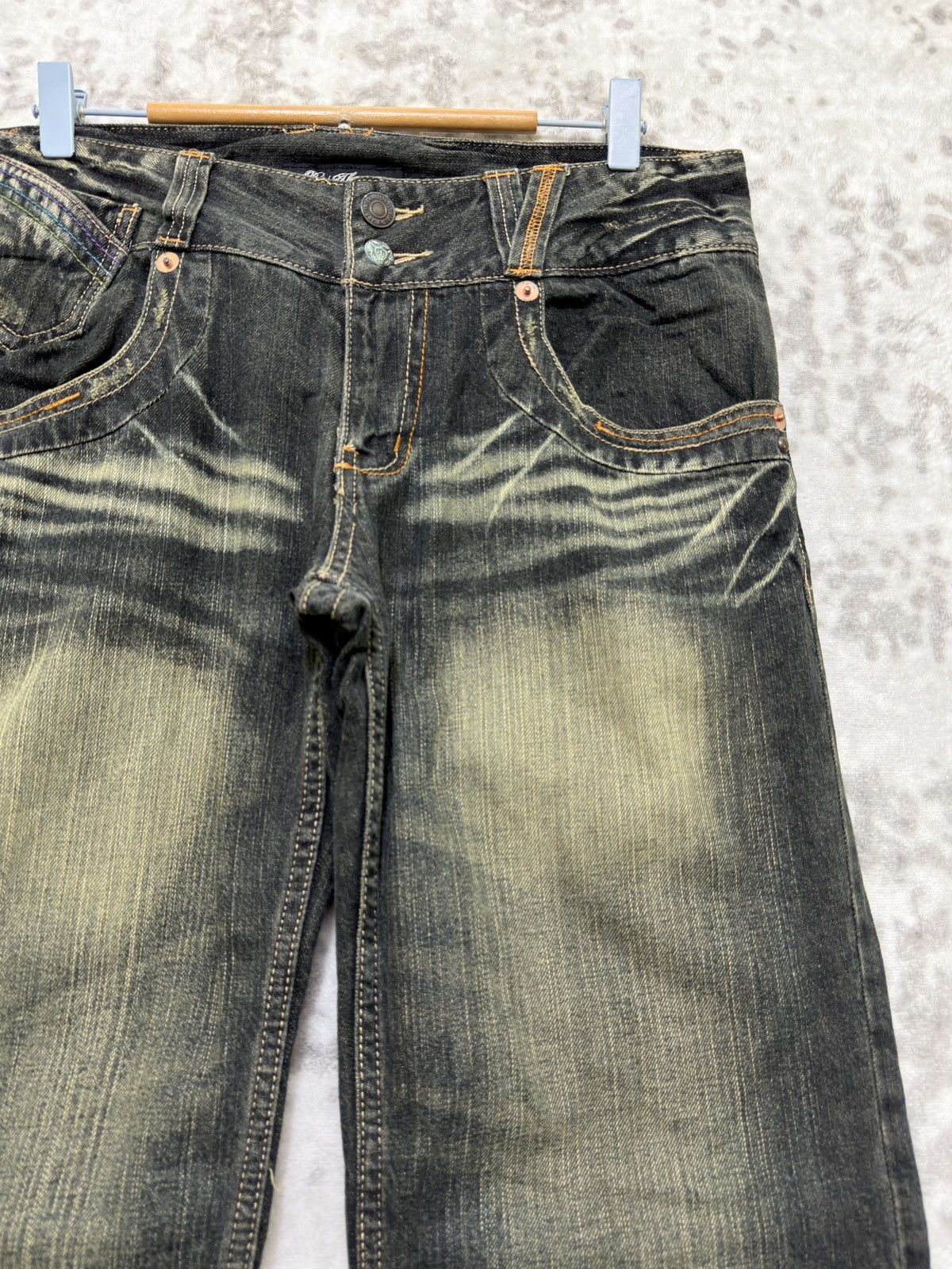 Hysteric Glamour Root Three Muddy Wash Back Buckle Y2K Straight Denim Jeans Size US 31 - 5 Thumbnail