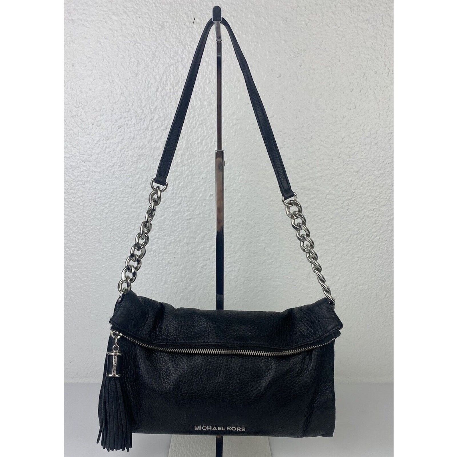Michael Kors Michael Kors Weston Pebbled Black Leather Foldover purse Size ONE SIZE - 1 Thumbnail