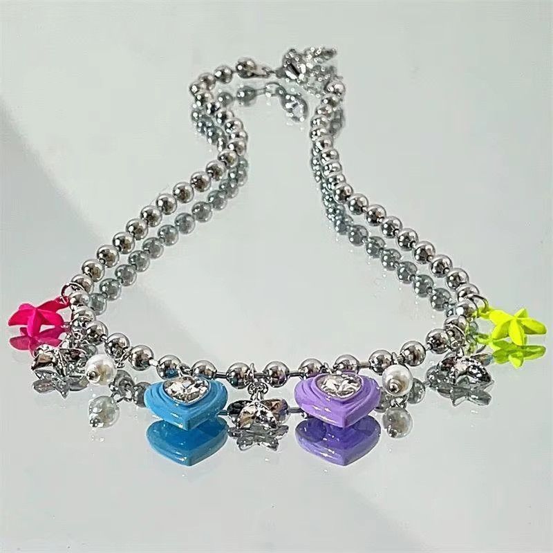 Jewelry Colorful Love Star Pendant Tassel Necklace Size ONE SIZE - 1 Thumbnail