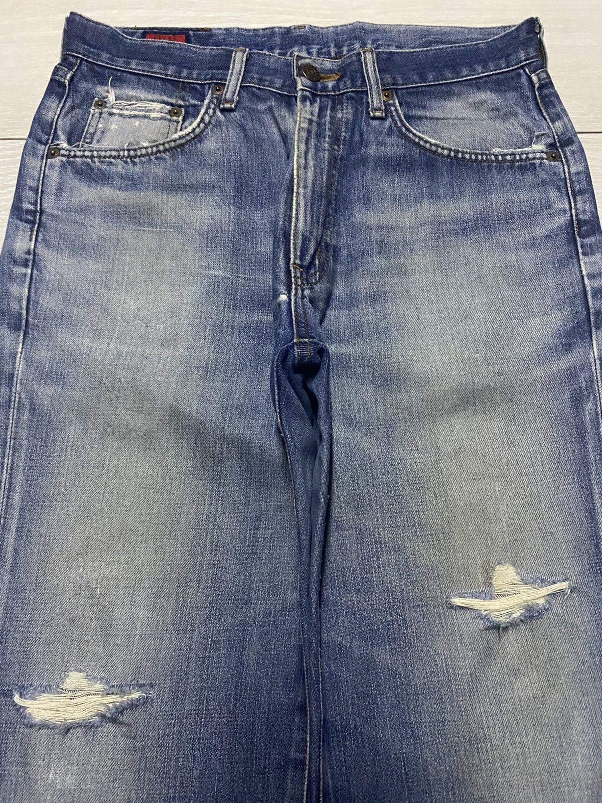 Edwin Vintage Edwin 503zz Faded Wash Distressed Loose Jeans Size US 30 / EU 46 - 3 Thumbnail