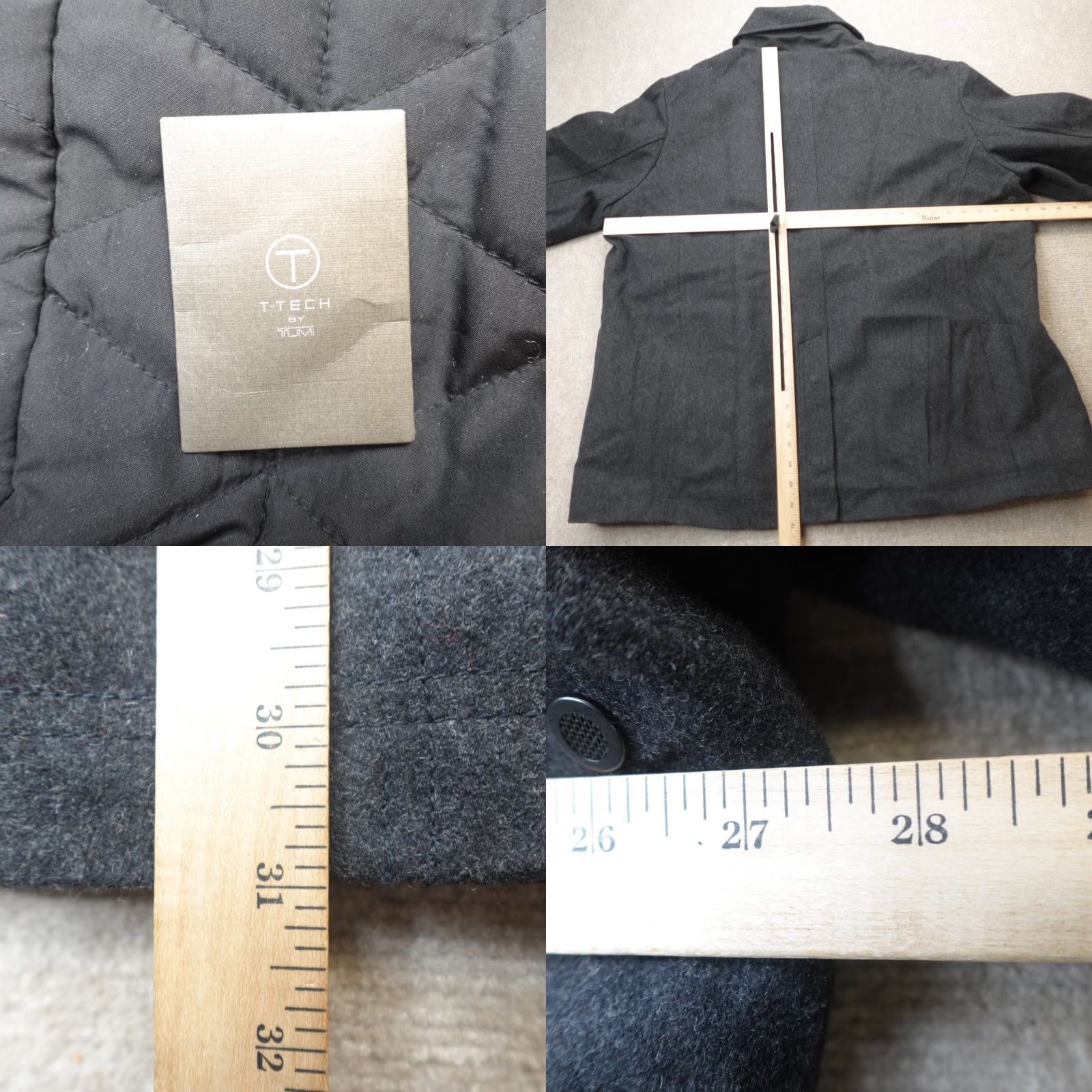 Tumi Tumi Jacket 2XL Gray Charcoal Wool Blend Peacoat Double Breasted Mens Jacket Regular Winter Fall Spring Suit Casual Travel Size 48R - 8 Thumbnail
