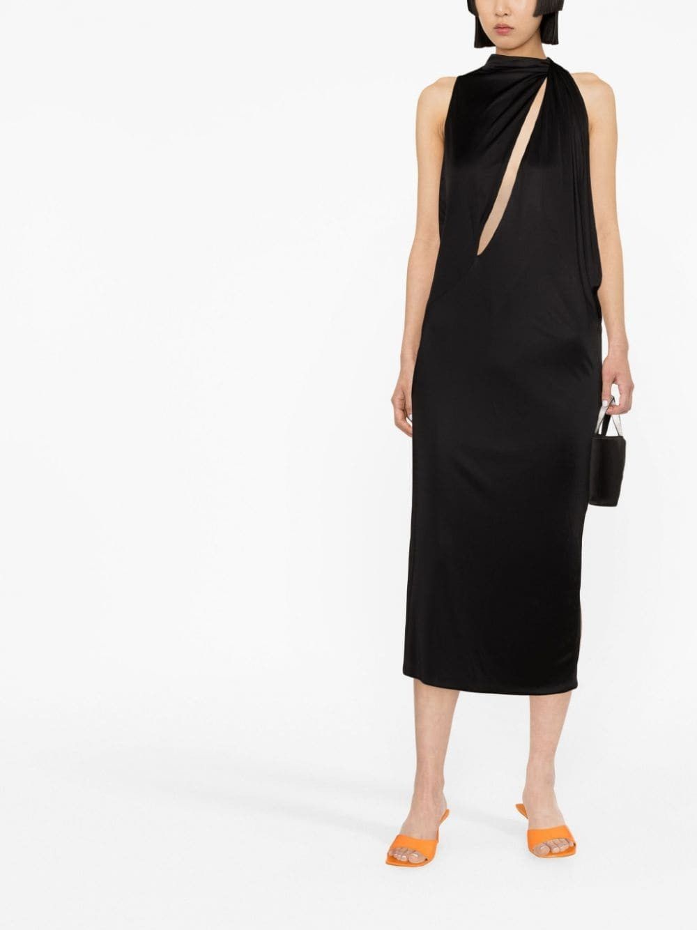 Versace o1y0226 Midi Dress in Black Size XS / US 0-2 / IT 36-38 - 3 Thumbnail