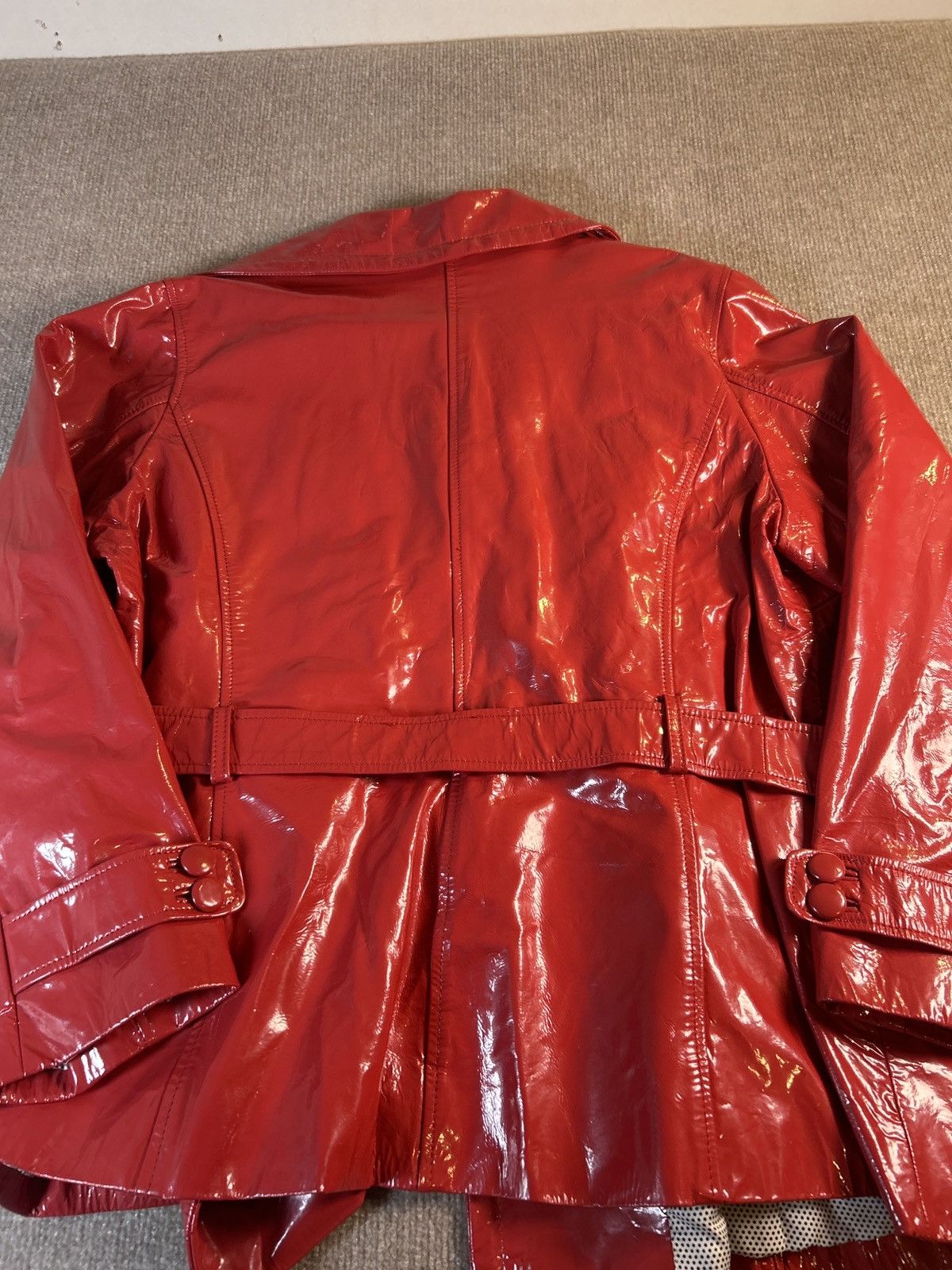 Other Y2K Red Patent Leather Trench Jacket & Matching Tote Bag Set Size XL / US 12-14 / IT 48-50 - 3 Thumbnail