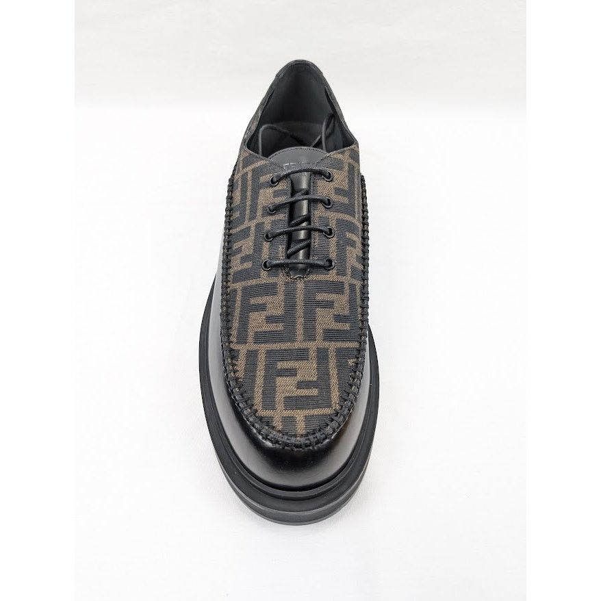 Fendi o1rshd1 Lace Up Fabric Calf Leather Boots Shoe Tabacco/Black Size US 12 / EU 45 - 8 Thumbnail