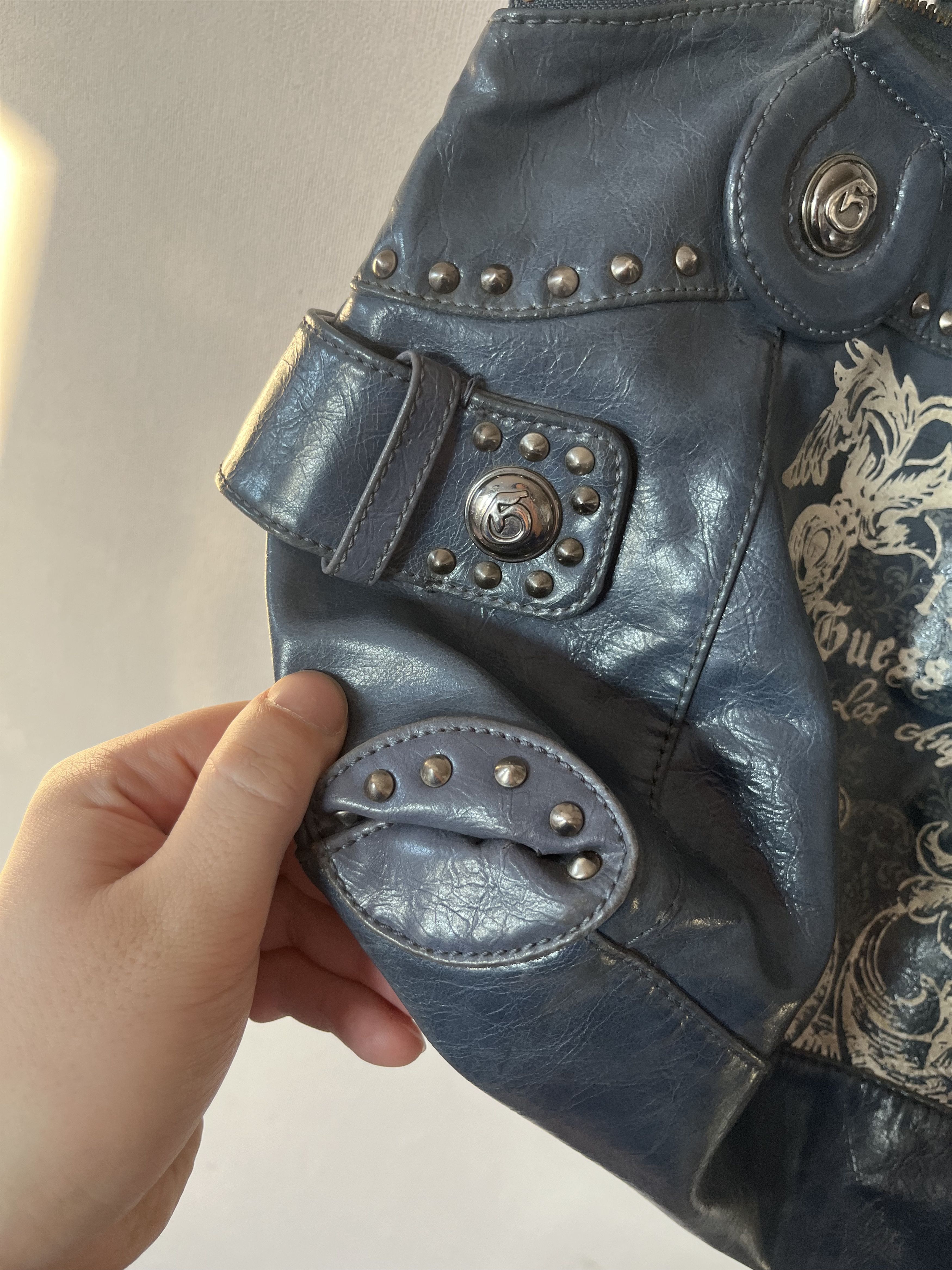 Guess Guess Jeans Y2K Studded Shoulder Bag Blue Vintage Logo Purse Size ONE SIZE - 7 Thumbnail