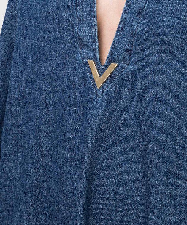 Valentino o1y0226 Denim Midi Dress in Blue Size M / US 6-8 / IT 42-44 - 5 Thumbnail