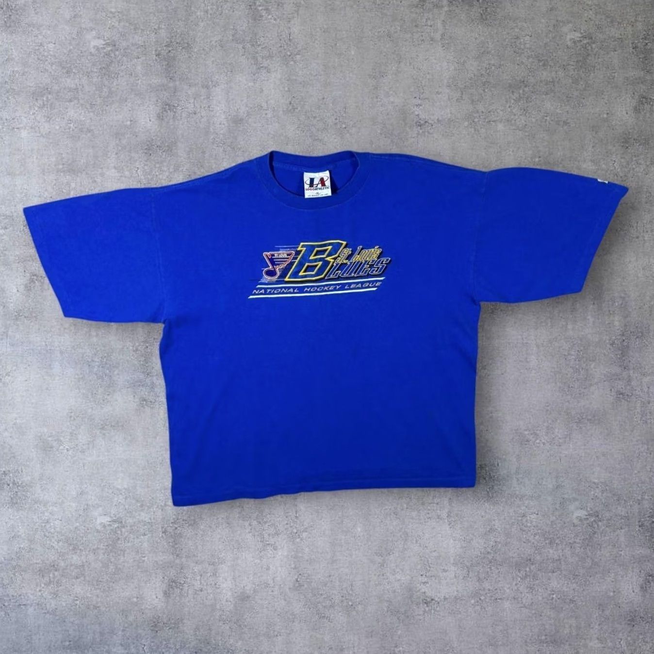 Logo Athletic VINTAGE Logo Athletic NHL St. Louis Blues Ice Hockey T-Shirt XL Blue Cotton Embroidered Single Stitch Mens Size US XL / EU 56 / 4 - 2 Thumbnail