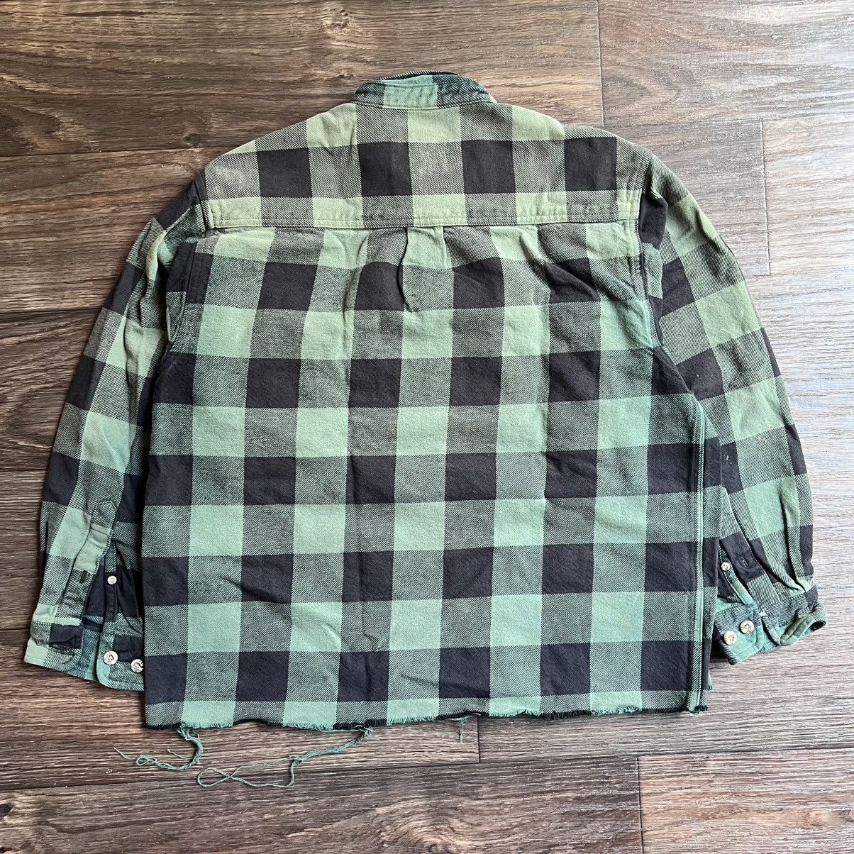 Vintage Vintage 2000s Thick Green Flannel Cut/Cropped L/XL Size US XL / EU 56 / 4 - 10 Thumbnail