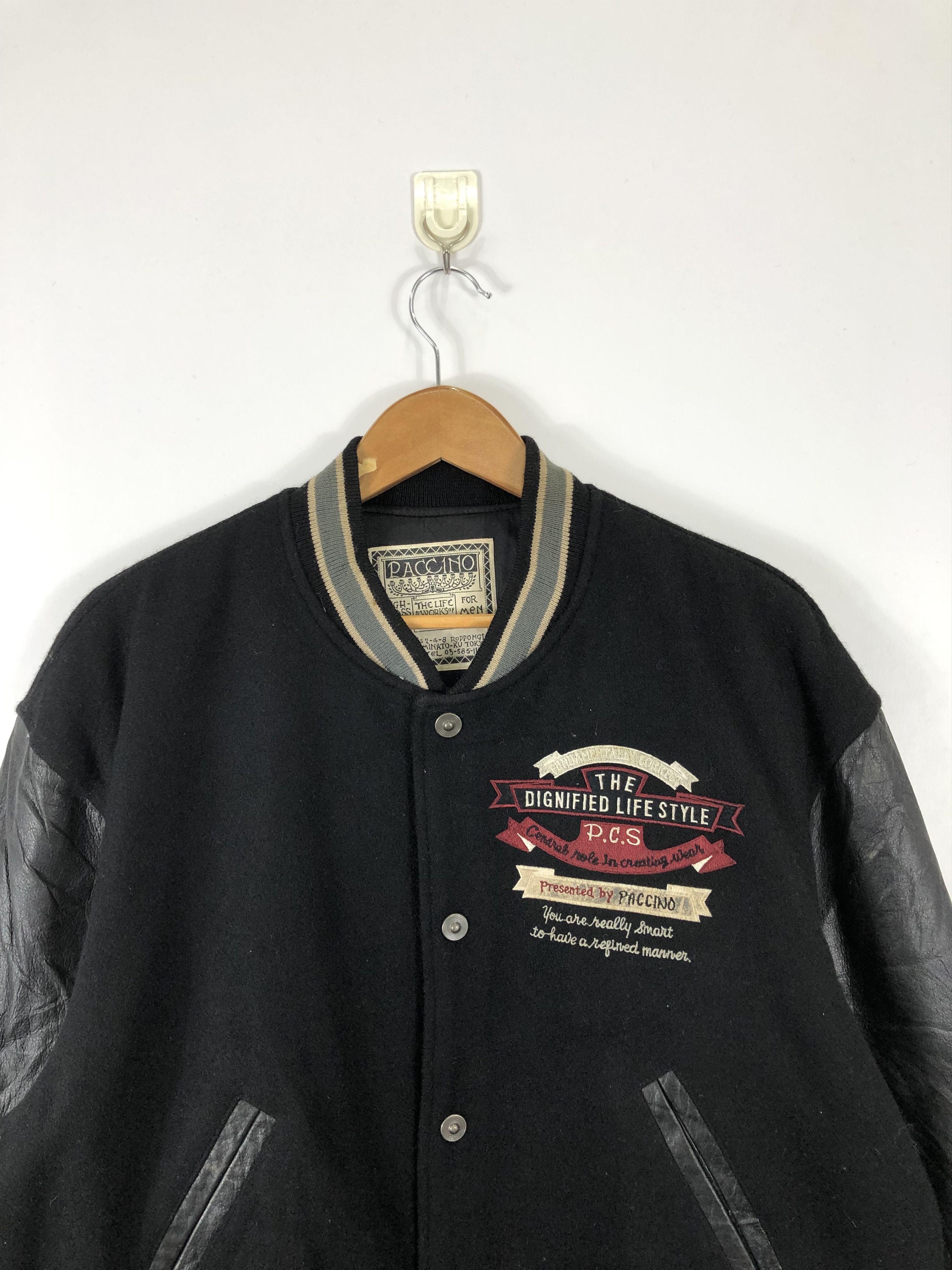 Japanese Brand Vintage 80s Paccino Embroidered Varsity Jacket Leather V0230 Size US L / EU 52-54 / 3 - 4 Thumbnail