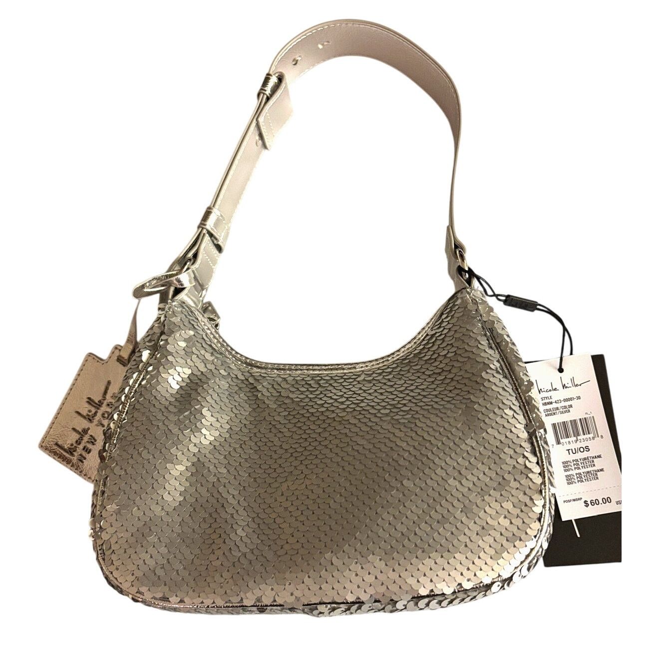 Nicole Miller NICOLE MILLER Bag Rows of Matte Silver Sequins | Purse | NWT Size ONE SIZE - 1 Thumbnail