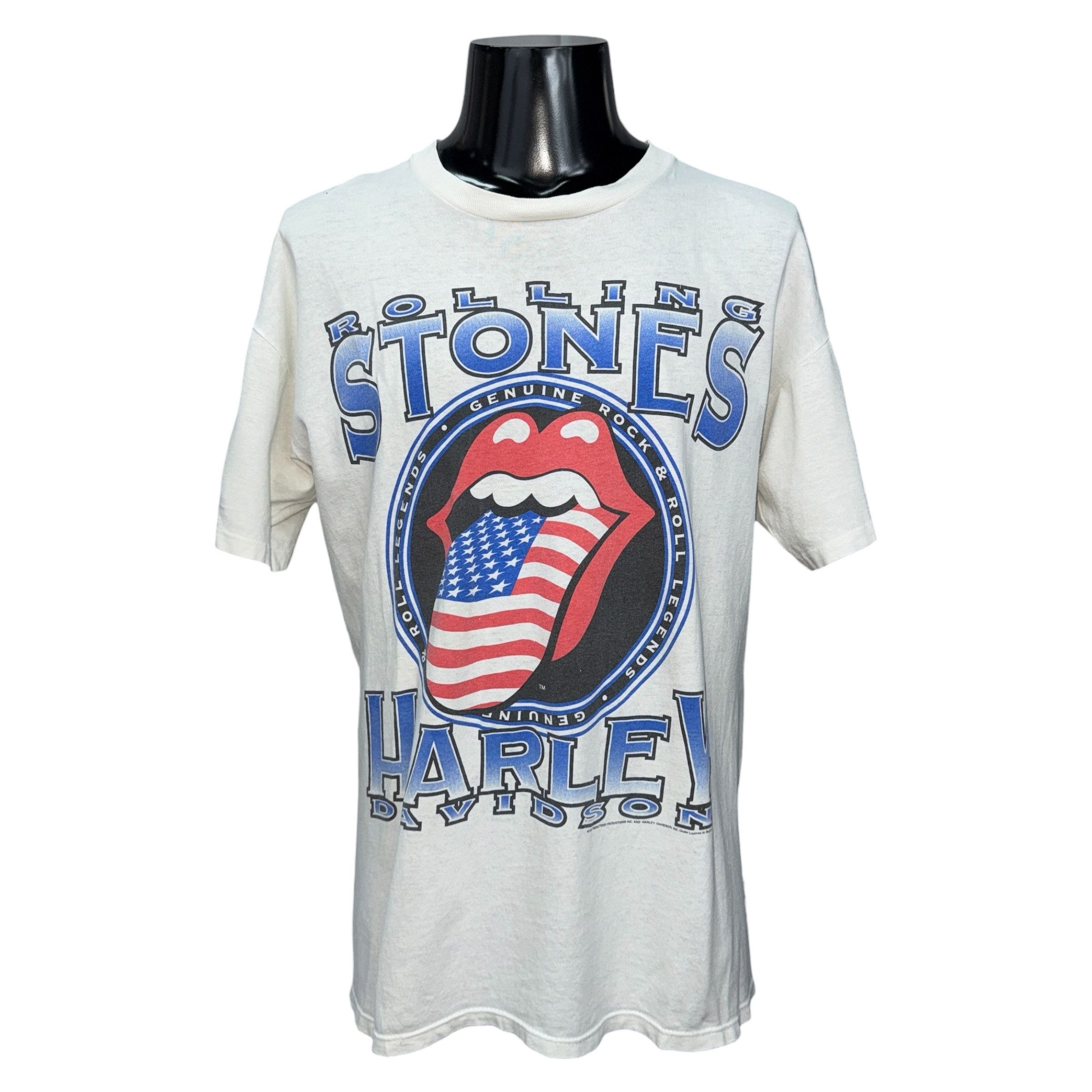 The Rolling Stones THE ROLLING STONES 90s Harley-Davidson Flag Lips Tee Size L Size US L / EU 52-54 / 3 - 1 Thumbnail