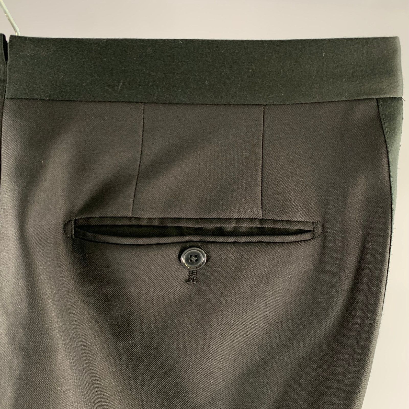 Lardini LARDINI Size 32 Black Wool Tuxedo Dress Pants Size US 32 / EU 48 - 3 Thumbnail
